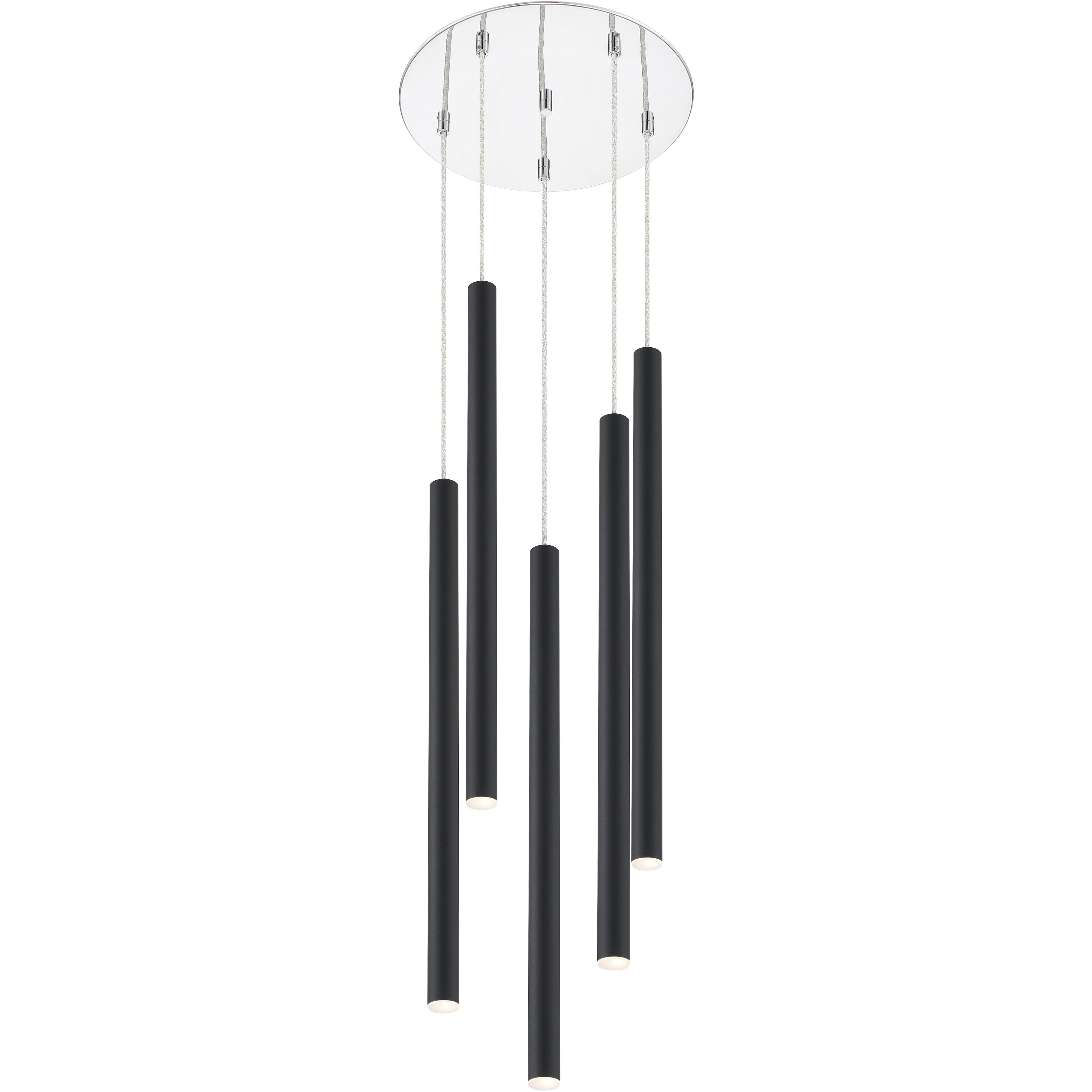 Forest LED 13.5 inch Chrome Chandelier Ceiling Light in Matte Black Steel
