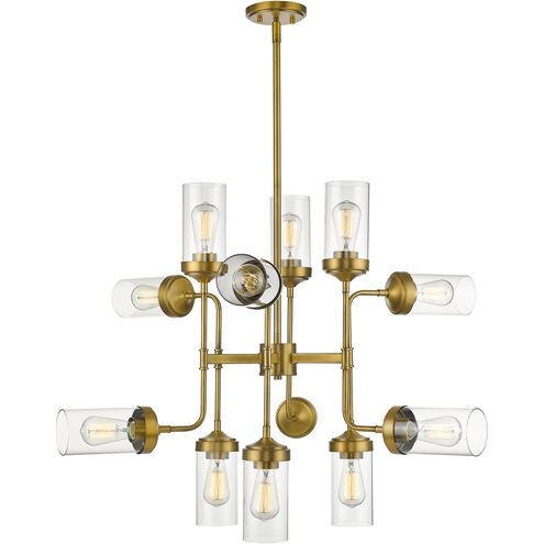 Calliope 12 Light 36 inch Foundry Brass Chandelier Ceiling Light