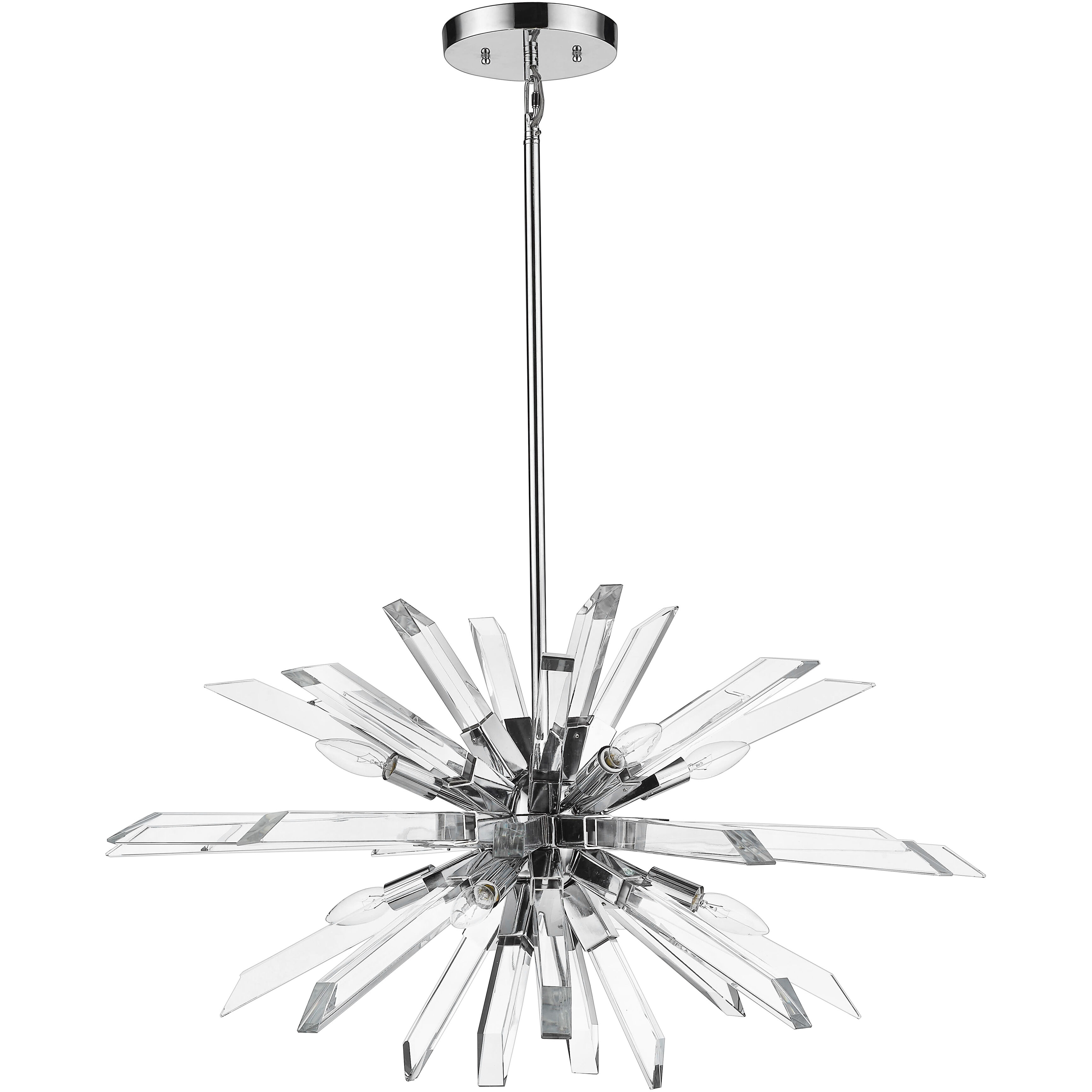 Burst 8 Light 33.25 inch Chrome Chandelier Ceiling Light in 45