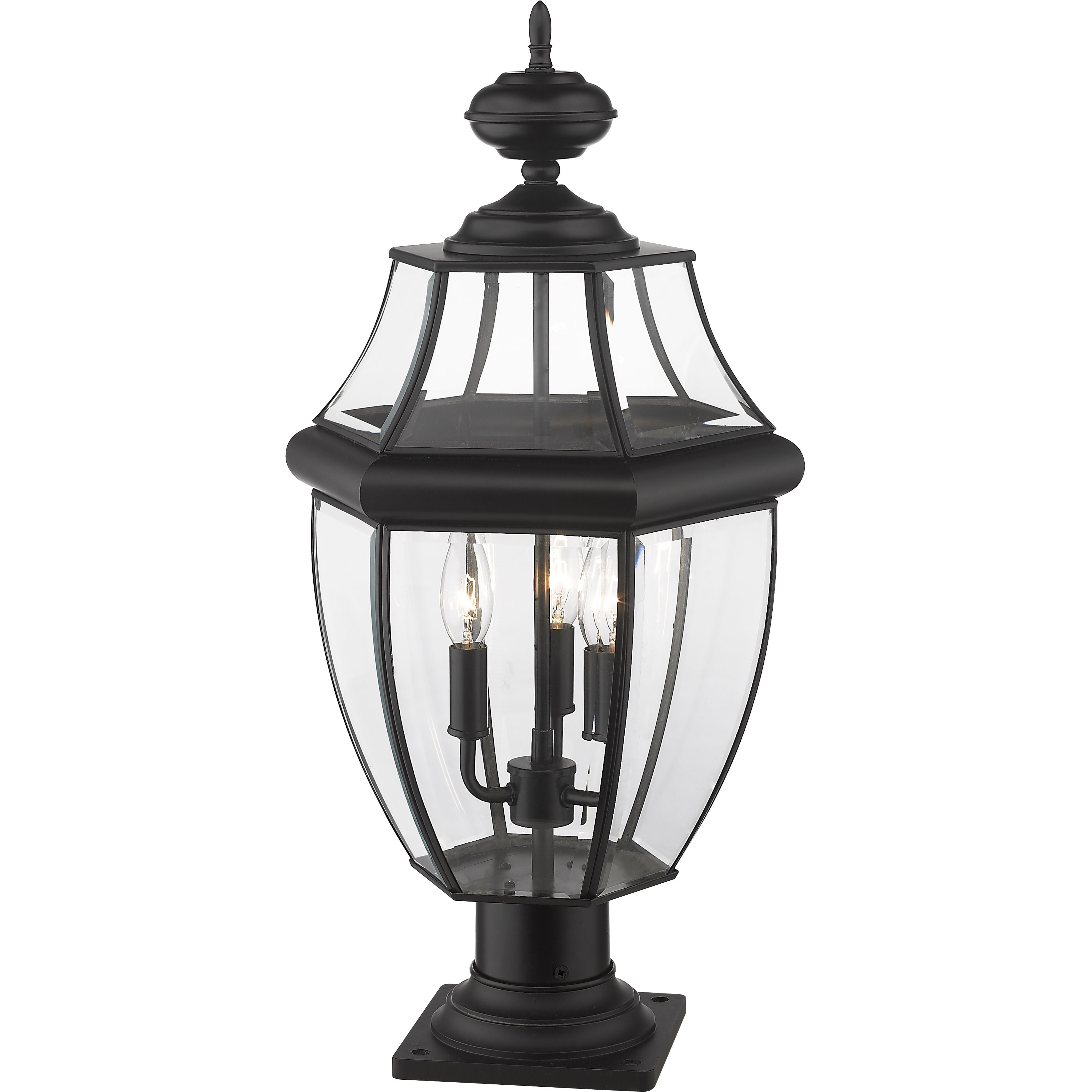 Westover 3 Light 22.25 inch Black Outdoor Pier Mounted Fixture