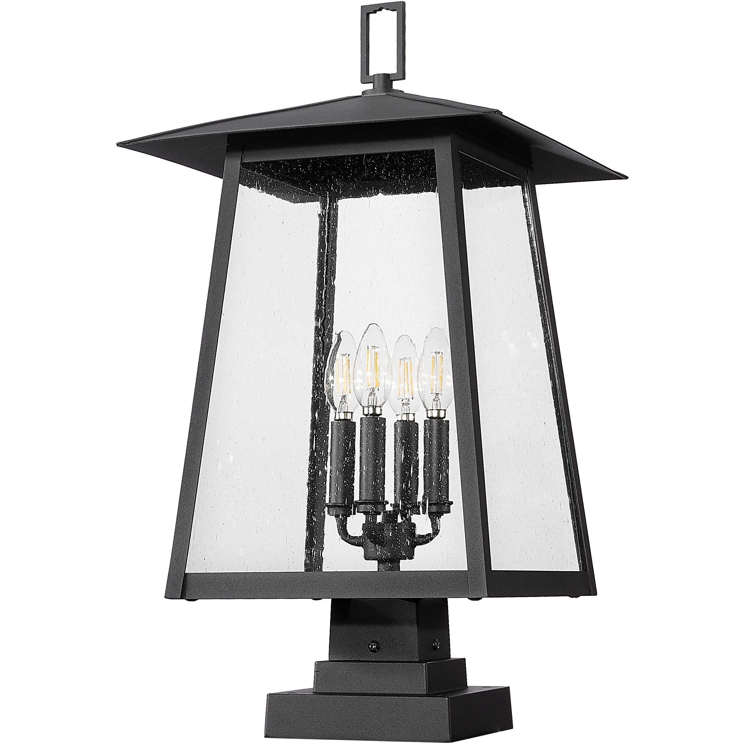Rainer 4 Light 25.25 inch Black Outdoor Pier Mounted Fixture in G9
