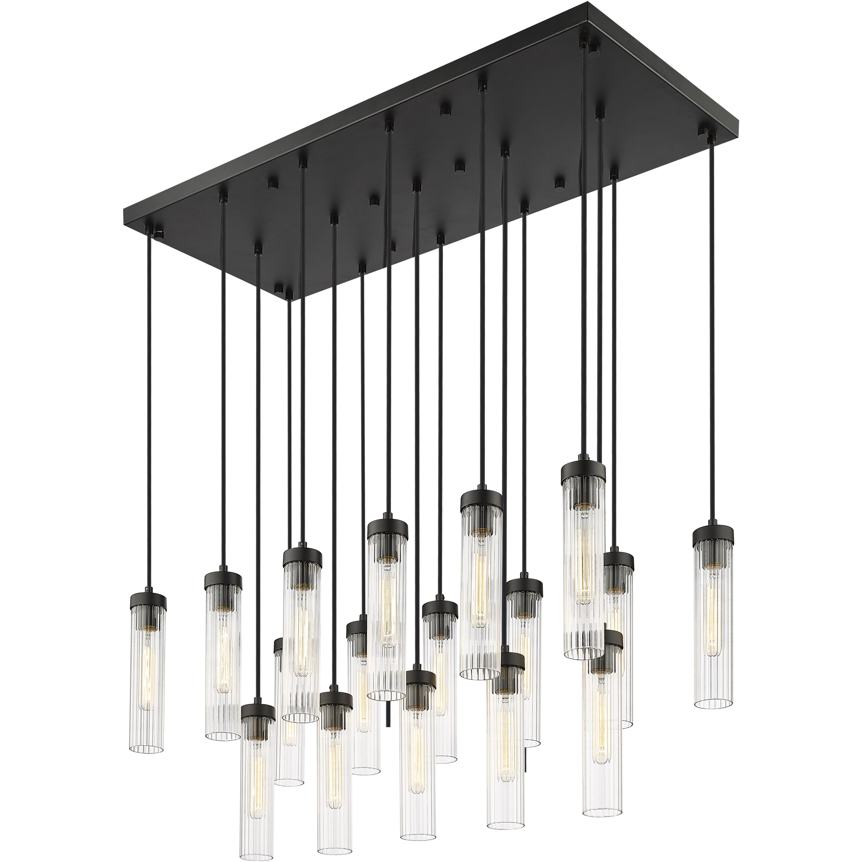 Beau 17 Light 42 inch Matte Black Linear Chandelier Ceiling Light