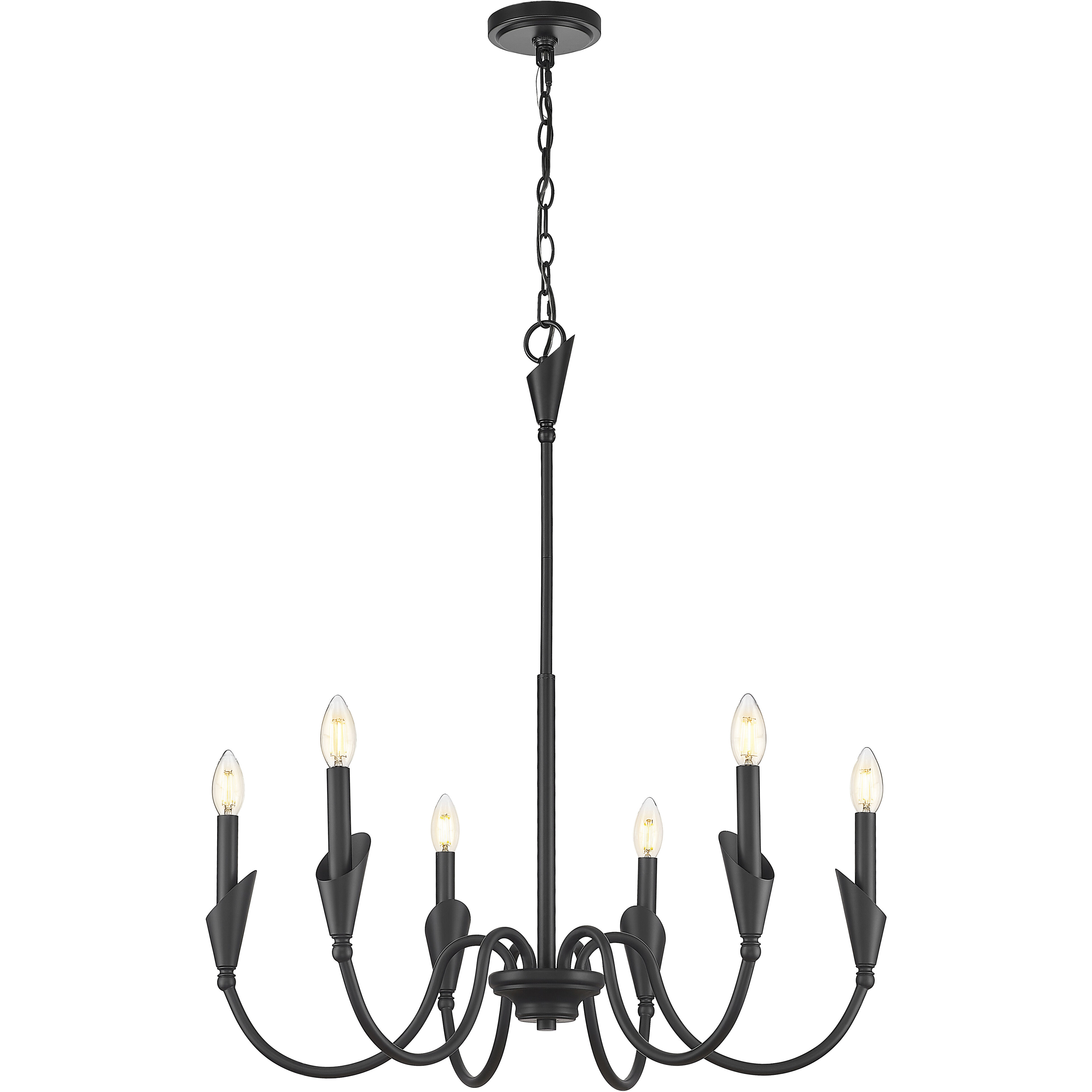 Claudelle 6 Light 32 inch Matte Black Chandelier Ceiling Light
