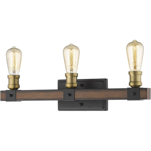 Kirkland 3 Light 22 inch Rustic Mahogany Vanity Wall Light