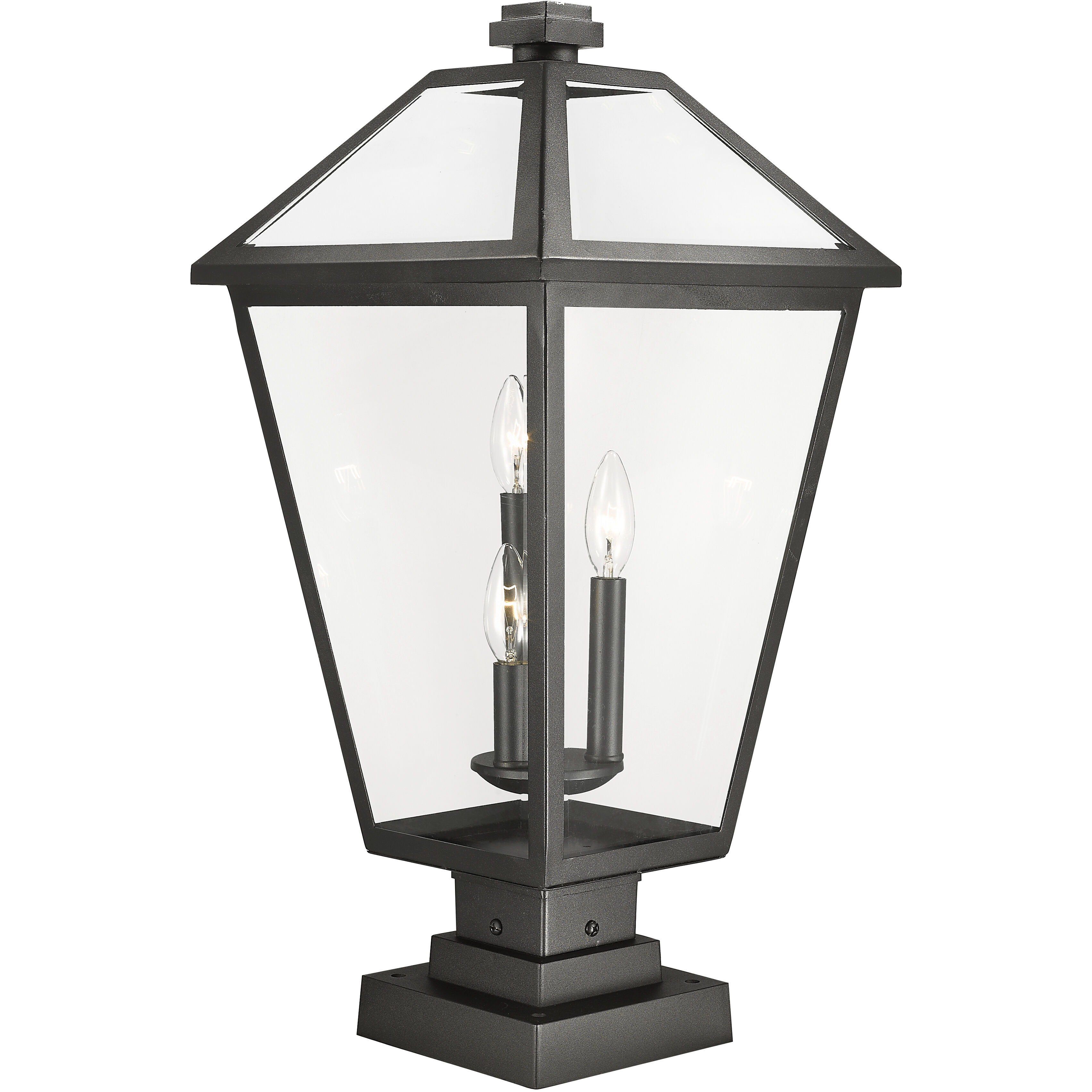 Talbot 3 Light 24.75 inch Black Outdoor Pier Mounted Fixture in Clear Beveled Glass