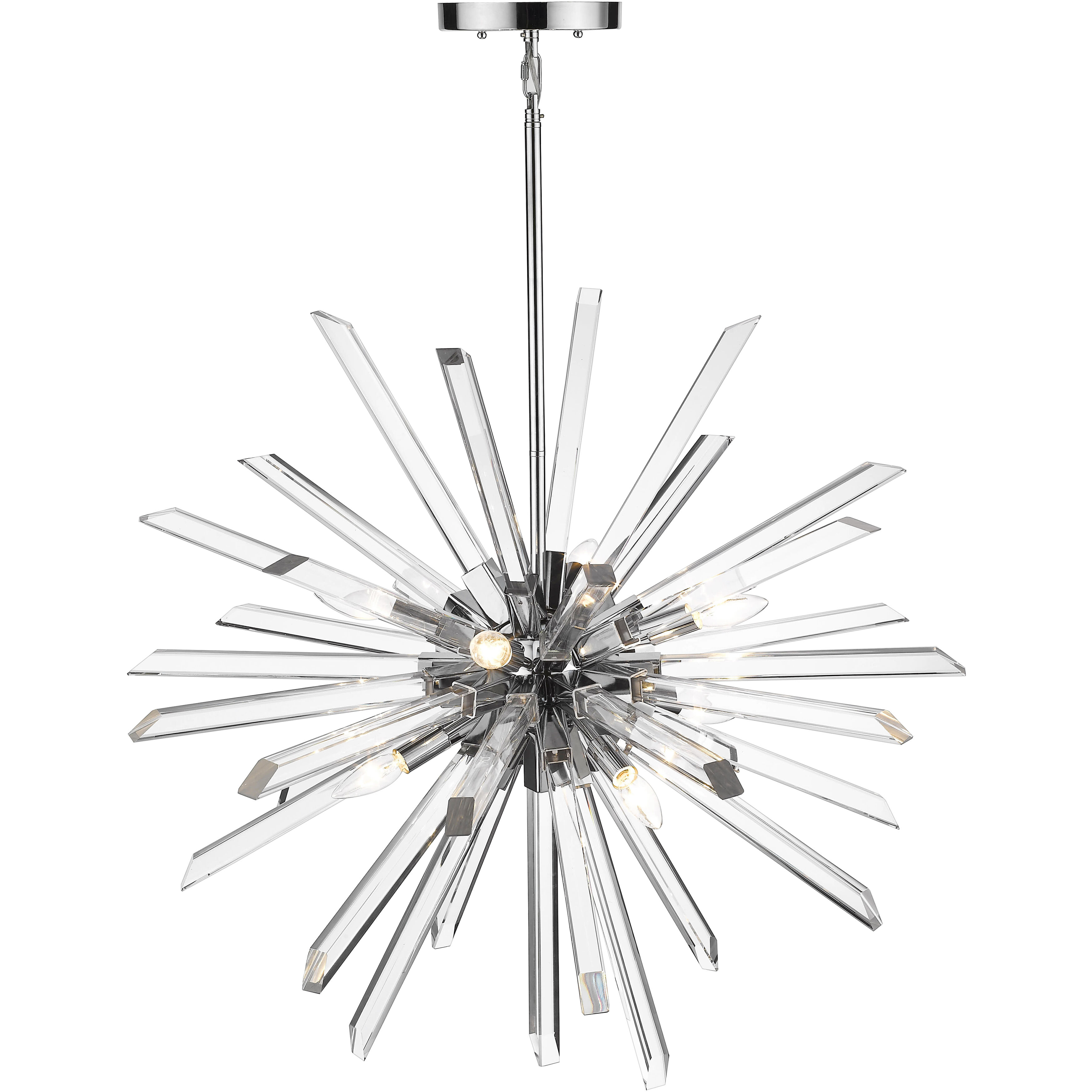 Burst 8 Light 33.25 inch Chrome Chandelier Ceiling Light in 56