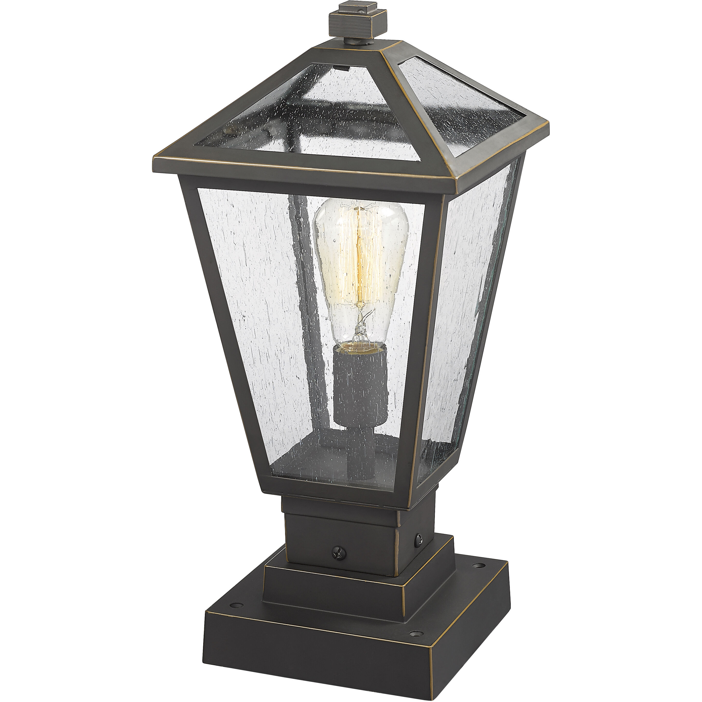 Talbot 1 Light 17.5 inch Oil Rubbed Bronze Outdoor Pier Mounted Fixture in Seedy Glass