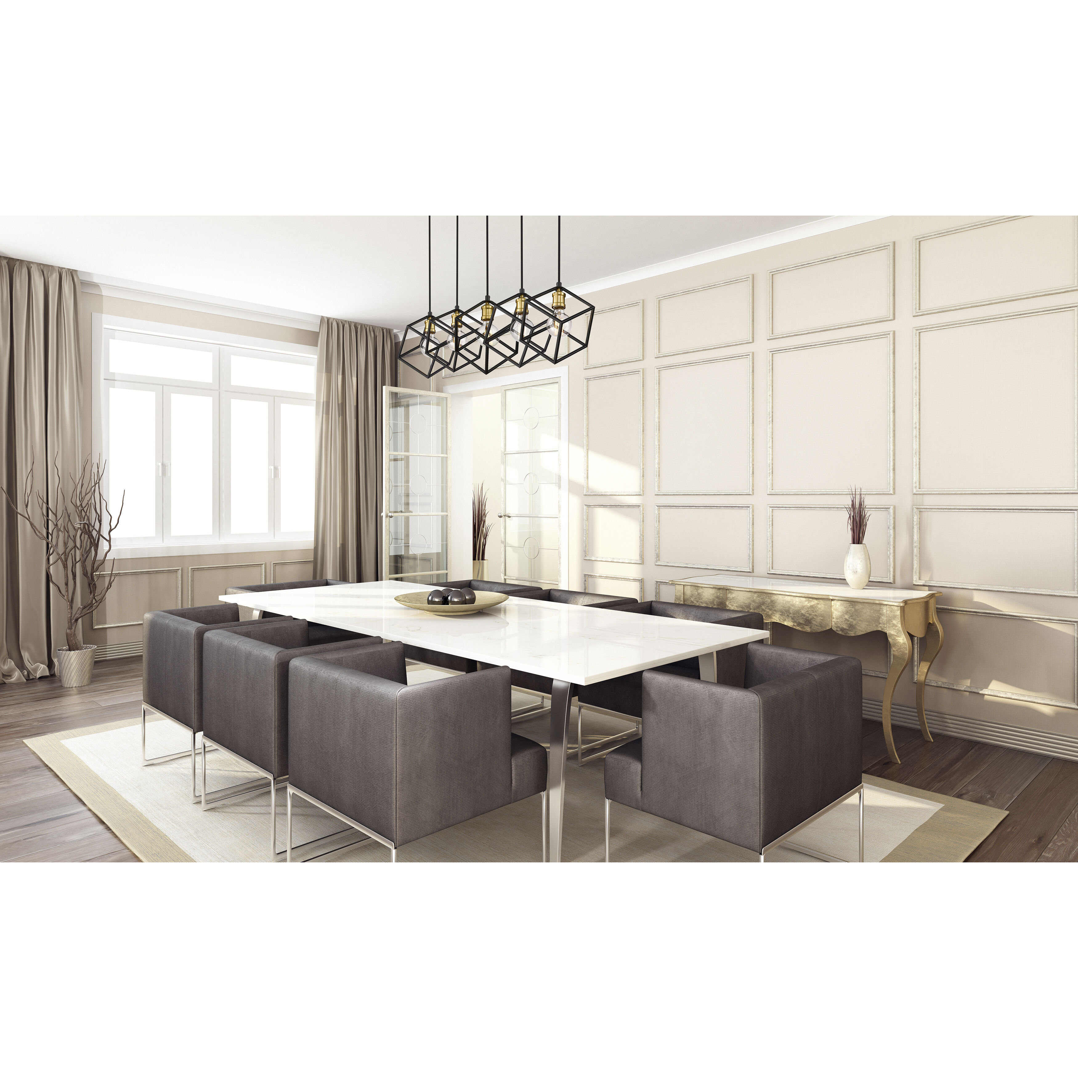 Vertical 5 Light 54 inch Bronze and Olde Brass Linear Chandelier Ceiling Light