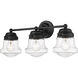 Vaughn 3 Light 22.5 inch Matte Black Vanity Wall Light