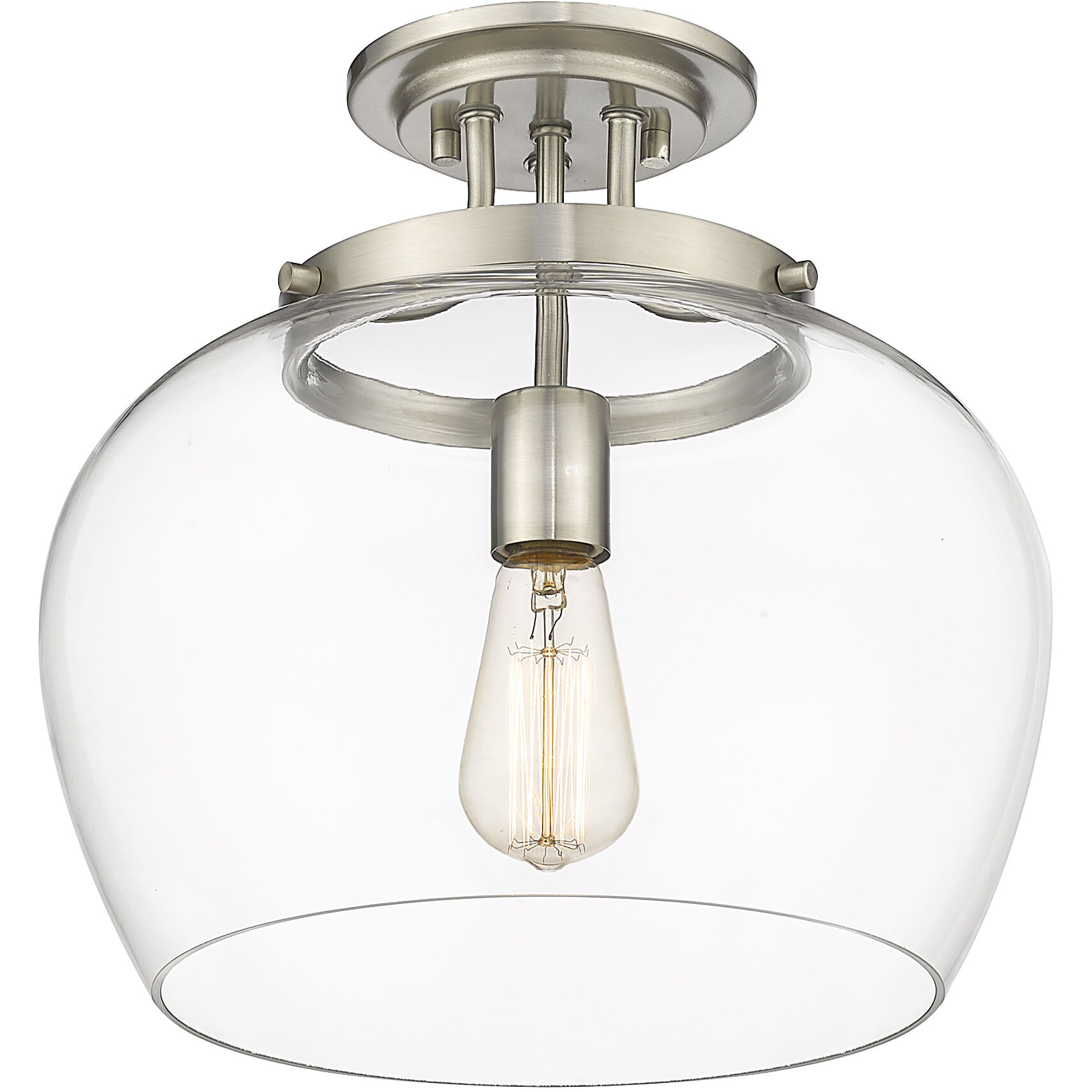 Joliet 1 Light 13 inch Brushed Nickel Semi Flush Mount Ceiling Light