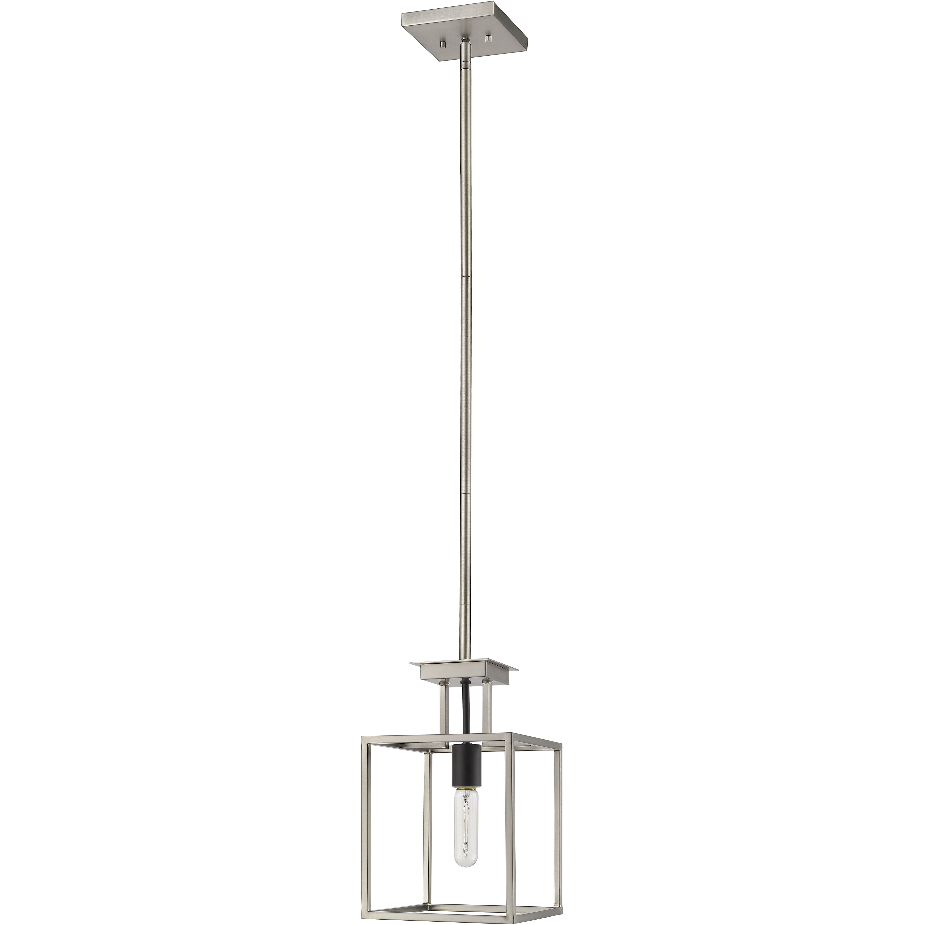 Quadra 1 Light 8 inch Brushed Nickel and Black Pendant Ceiling Light