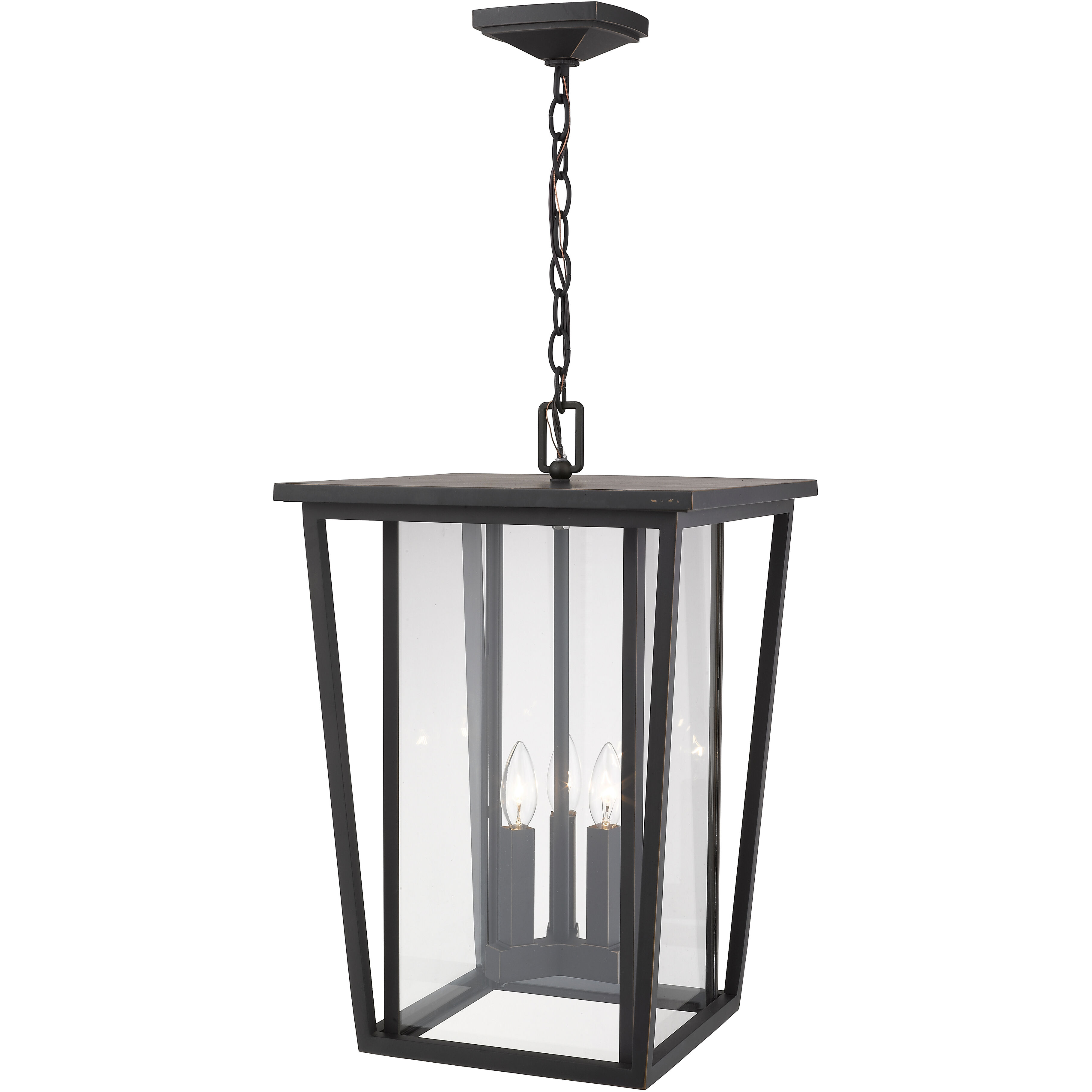 Seoul 3 Light 14 inch Oil Rubbed Bronze Outdoor Chain Mount Ceiling Fixture