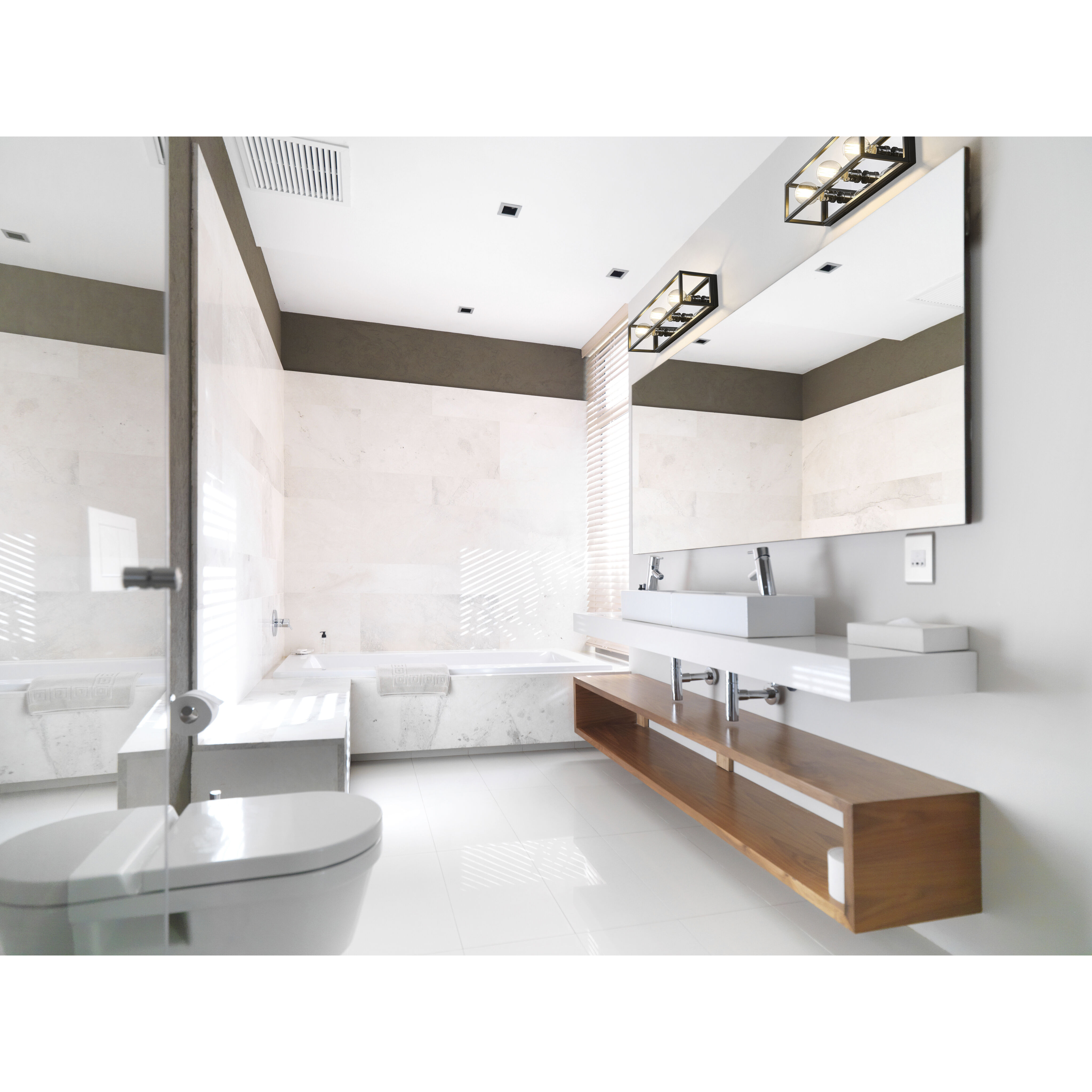 Kube 3 Light 23.5 inch Matte Black and Chrome Vanity Wall Light