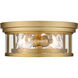 Clarion 2 Light 12 inch Olde Brass Flush Mount Ceiling Light