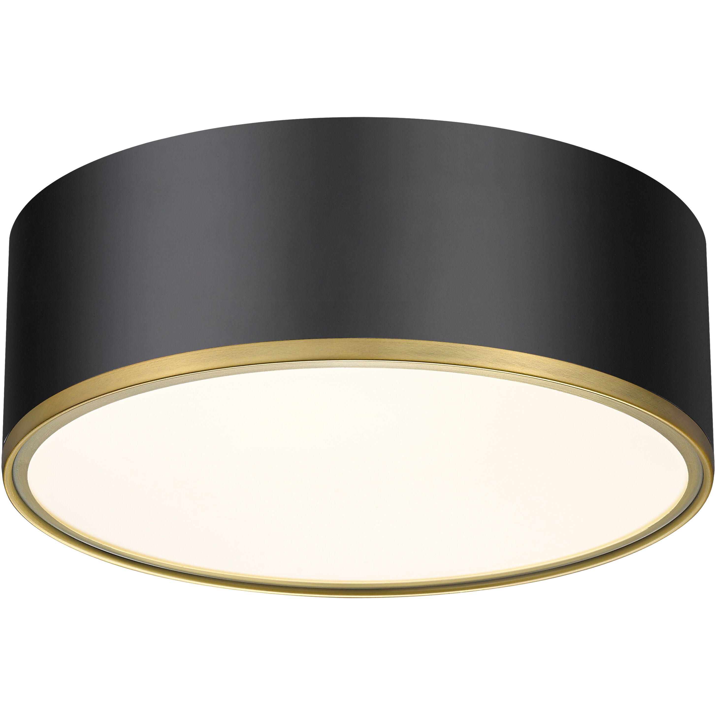Arlo 3 Light 16 inch Matte Black and Rubbed Brass Flush Mount Ceiling Light
