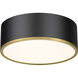 Arlo 3 Light 16 inch Matte Black and Rubbed Brass Flush Mount Ceiling Light