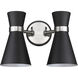 Soriano 2 Light 12 inch Matte Black and Brushed Nickel Wall Sconce Wall Light