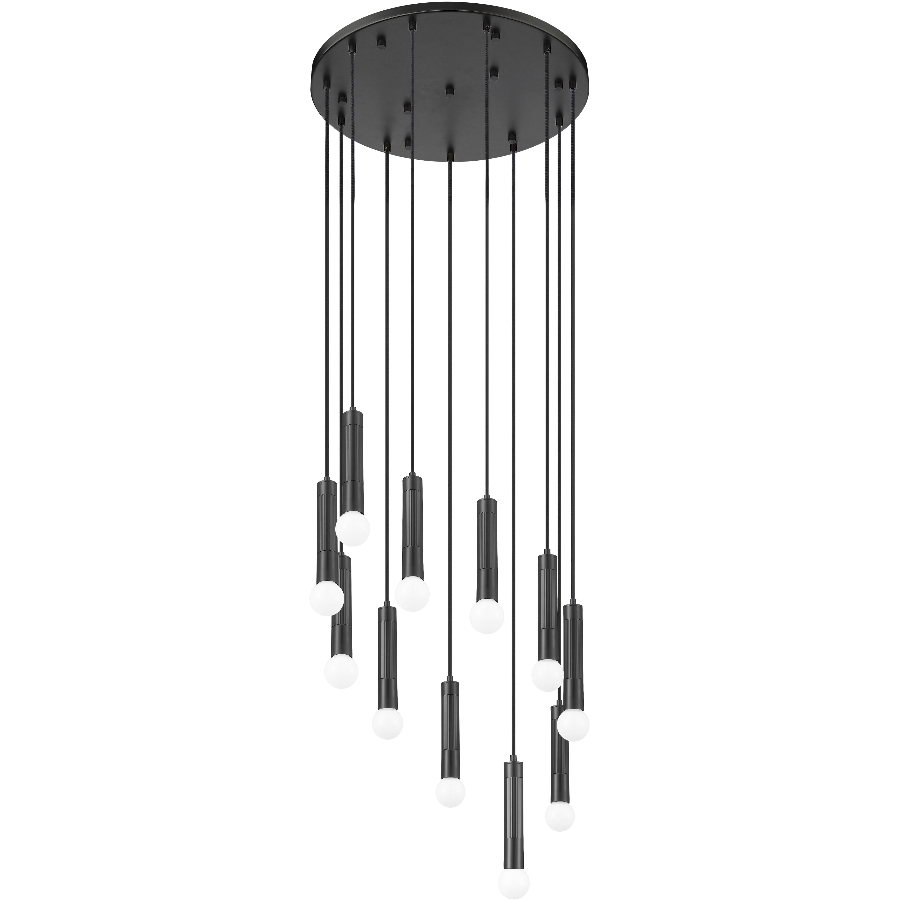 Stari 11 Light 24 inch Matte Black Chandelier Ceiling Light