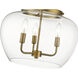 Joliet 3 Light 15.75 inch Olde Brass Semi Flush Mount Ceiling Light