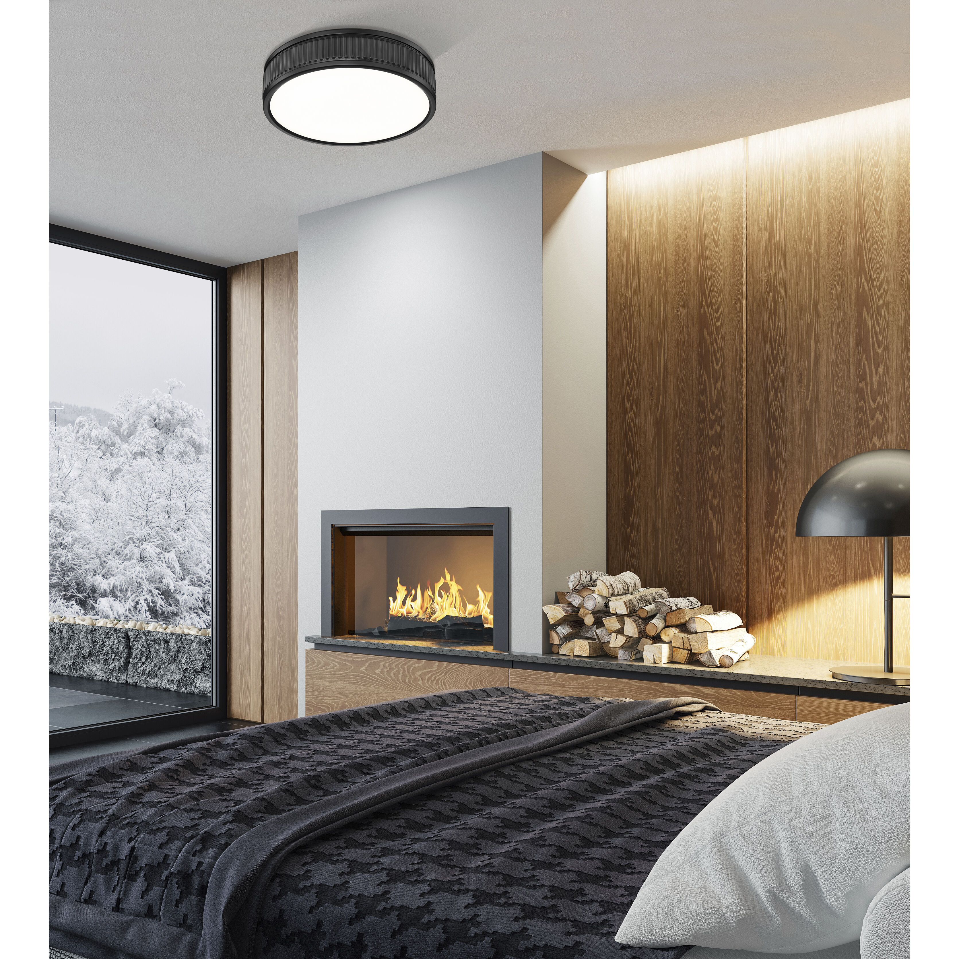 Stari LED 12.75 inch Matte Black Flush Mount Ceiling Light