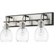 Kraken 3 Light 22 inch Matte Black and Brushed Nickel Vanity Wall Light