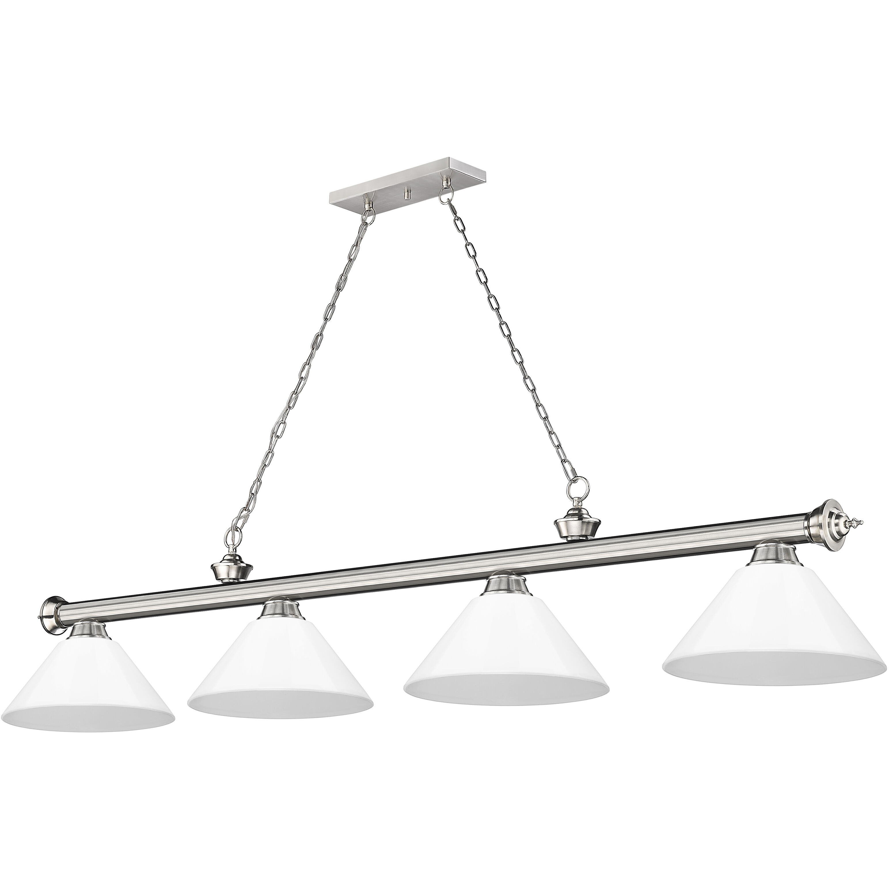 Cordon 4 Light 81.25 inch Brushed Nickel Billiard Ceiling Light in White Plastic