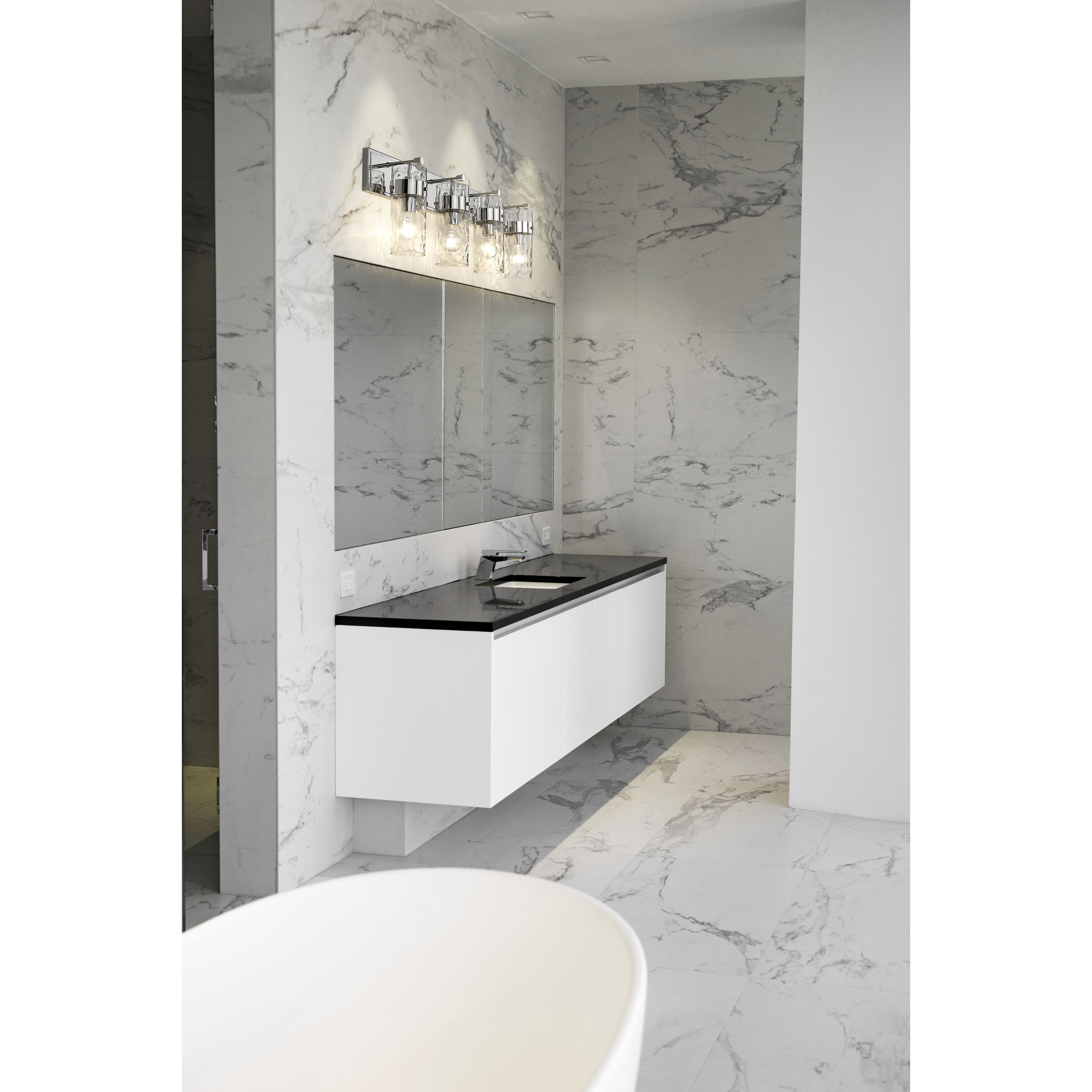 Fontaine 4 Light 34 inch Polished Nickel Vanity Wall Light