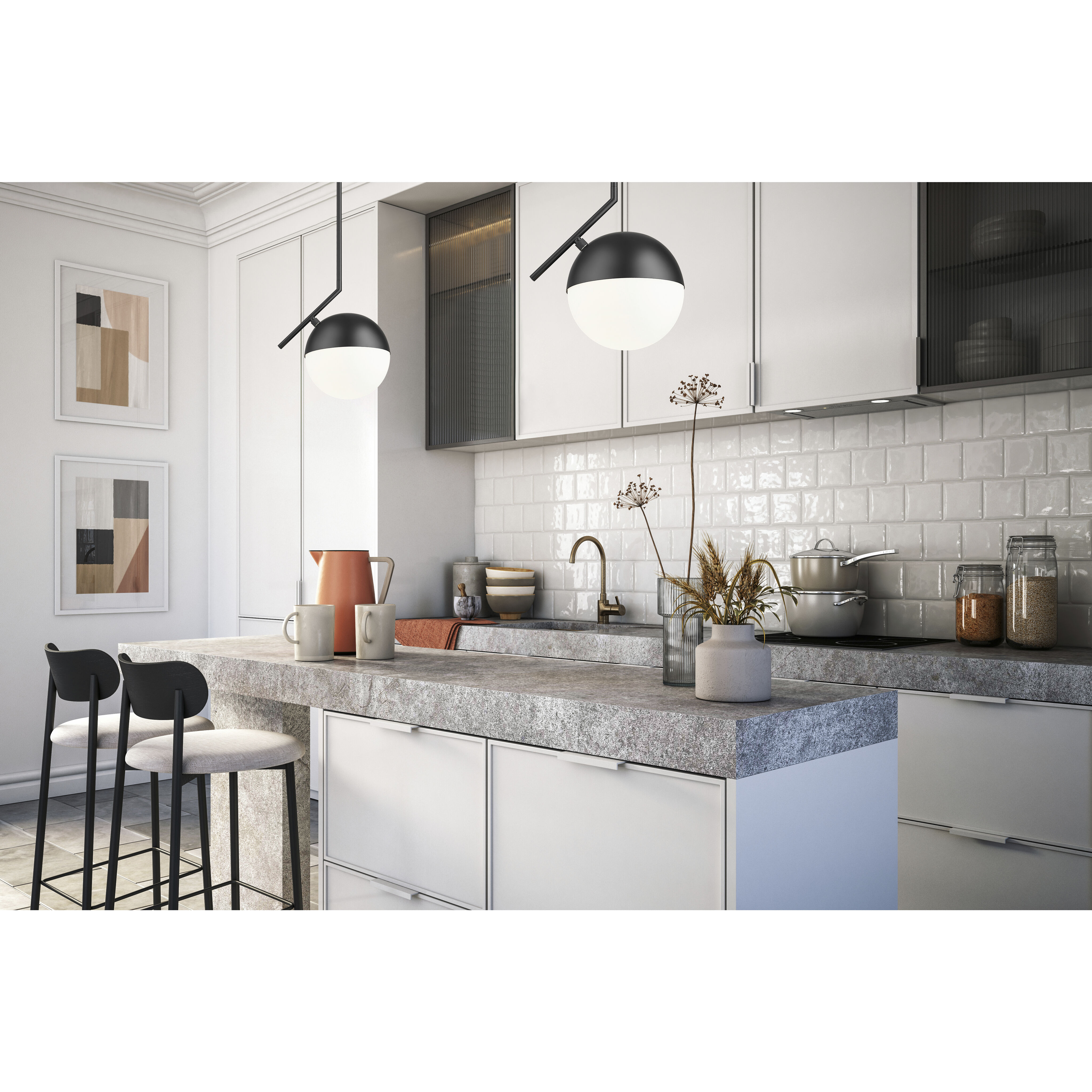 Realm Sphere 1 Light 10.75 inch Matte Black Pendant Ceiling Light