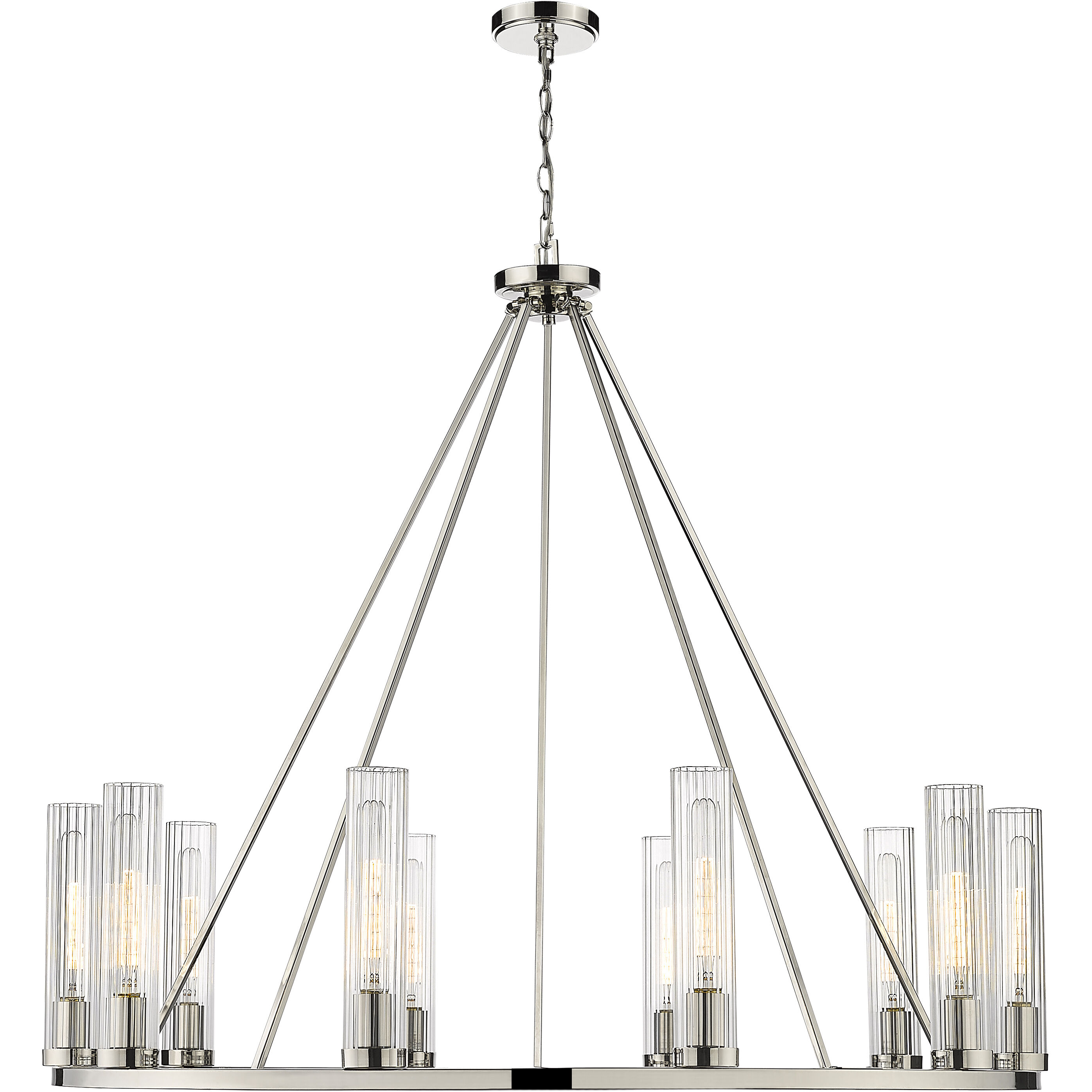 Beau 10 Light 46 inch Polished Nickel Chandelier Ceiling Light