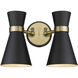 Soriano 2 Light 12 inch Matte Black and Heritage Brass Wall Sconce Wall Light