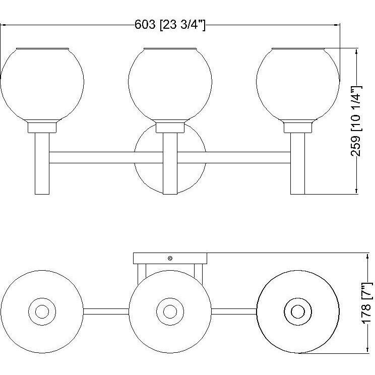 Sutton 3 Light 23.75 inch Brushed Gold Vanity Wall Light in Bronze Gold