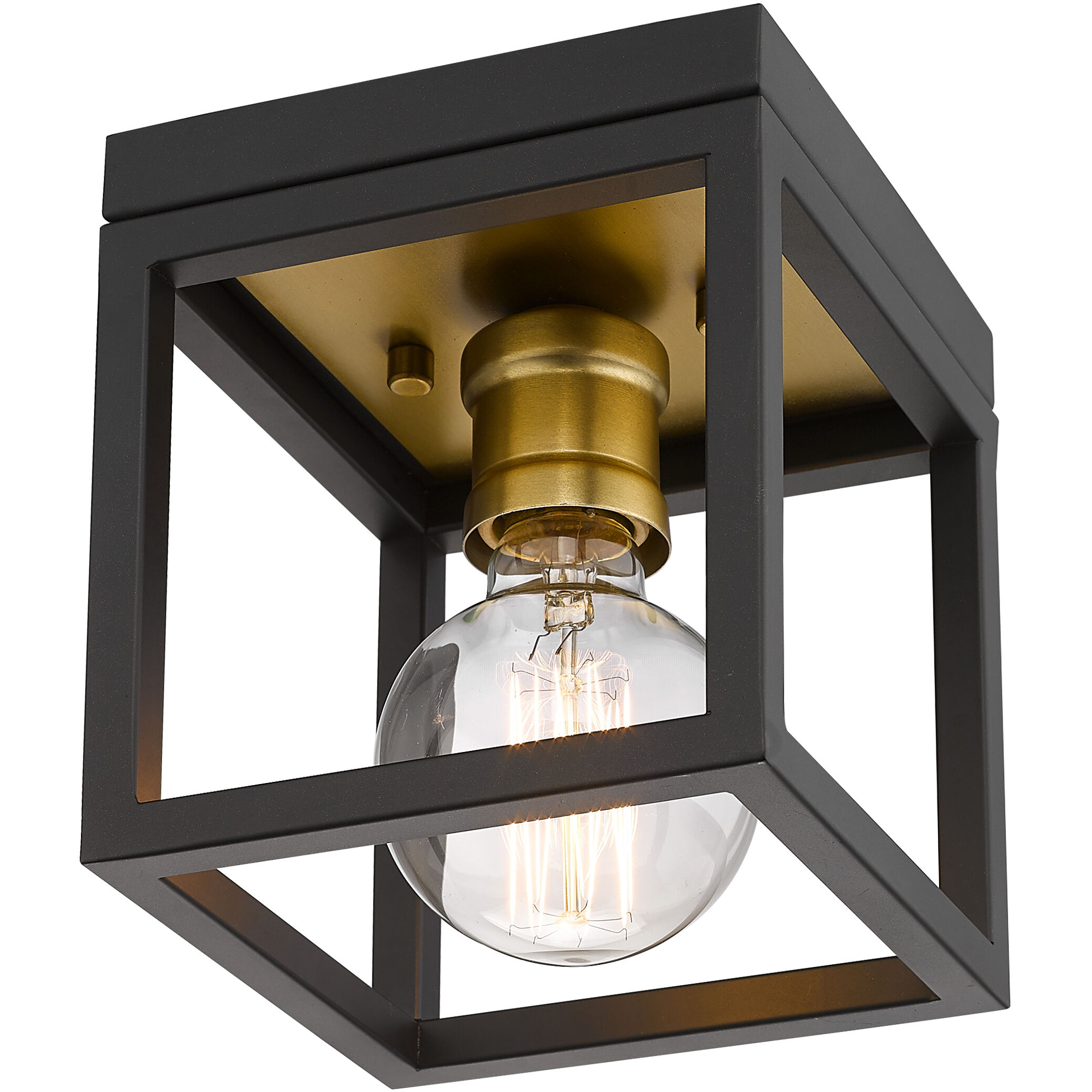 Kube 1 Light 5.75 inch Bronze and Olde Brass Flush Mount Ceiling Light