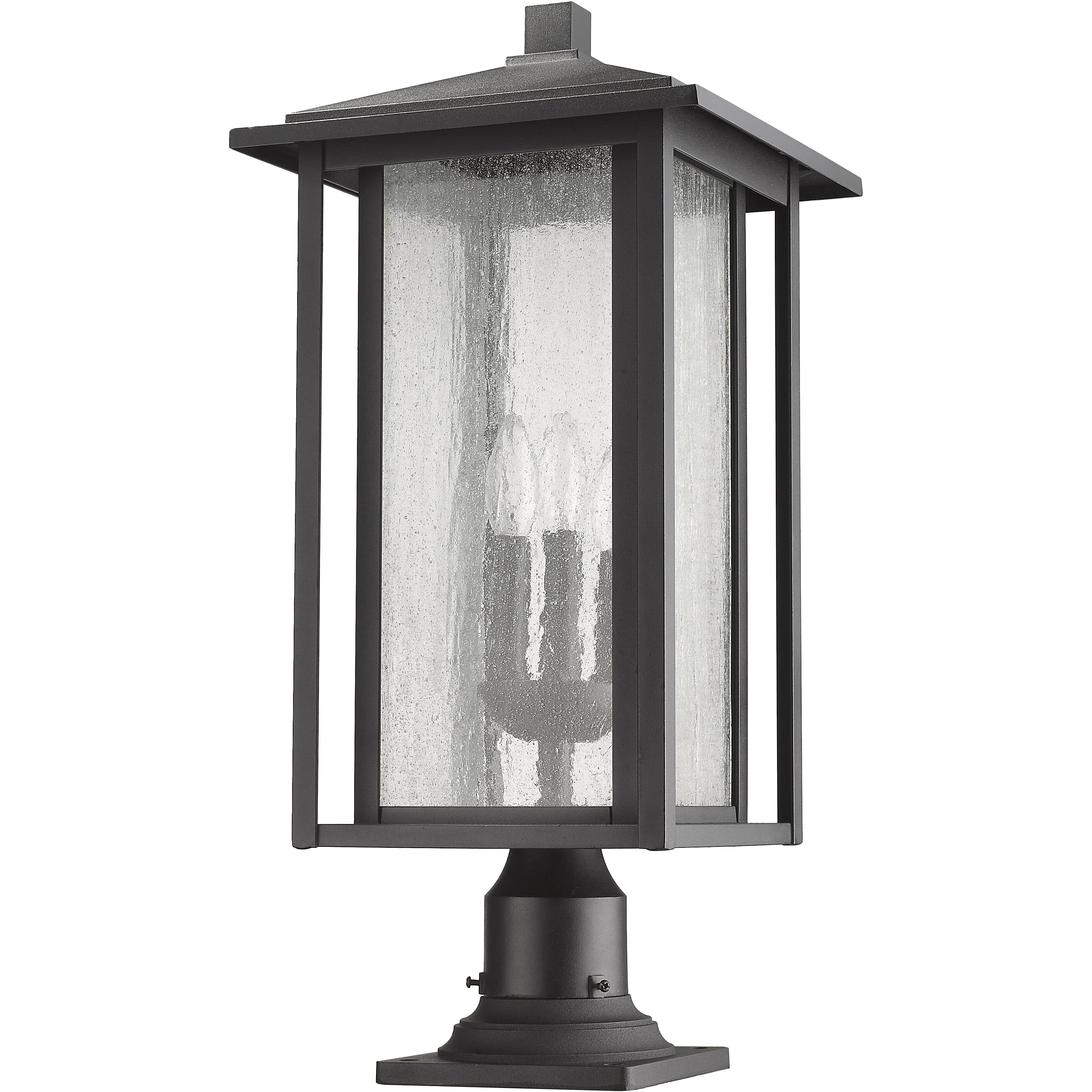 Aspen 3 Light 24.5 inch Black Outdoor Pier Mounted Fixture
