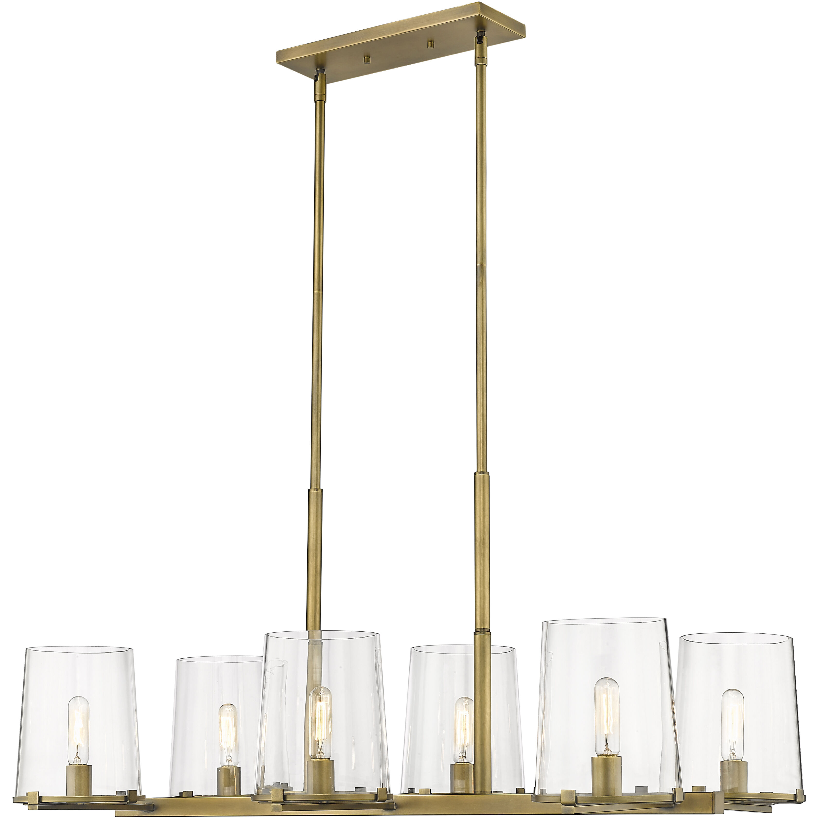 Callista 6 Light 43.5 inch Rubbed Brass Linear Chandelier Ceiling Light