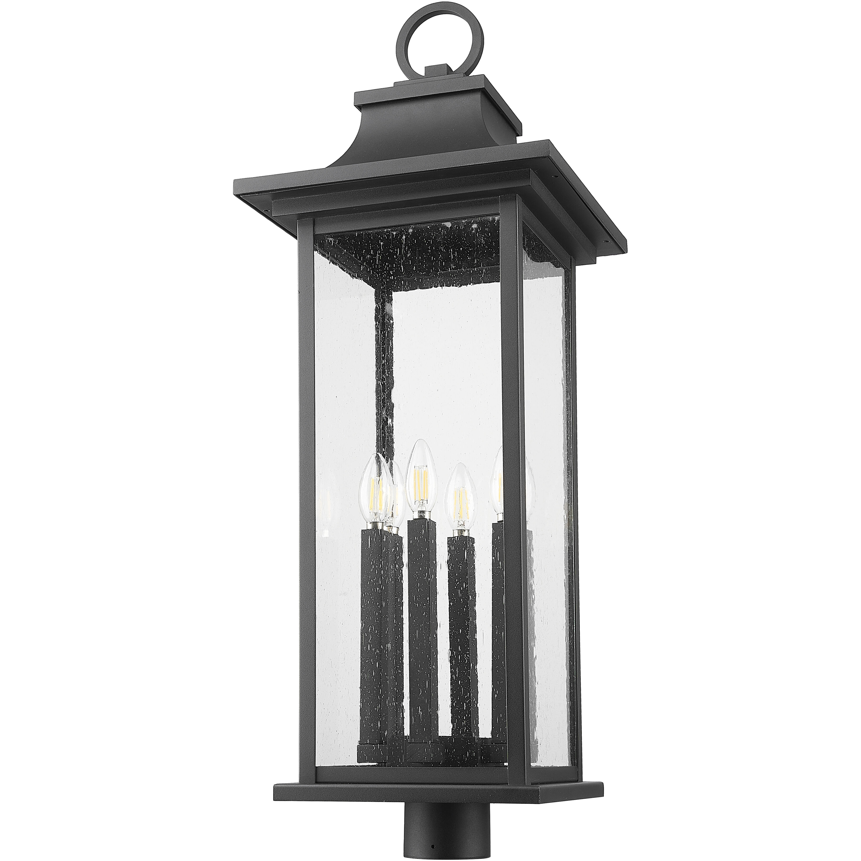 Tiberius 6 Light 34.75 inch Black Outdoor Post Mount Fixture in Clear Seedy Glass