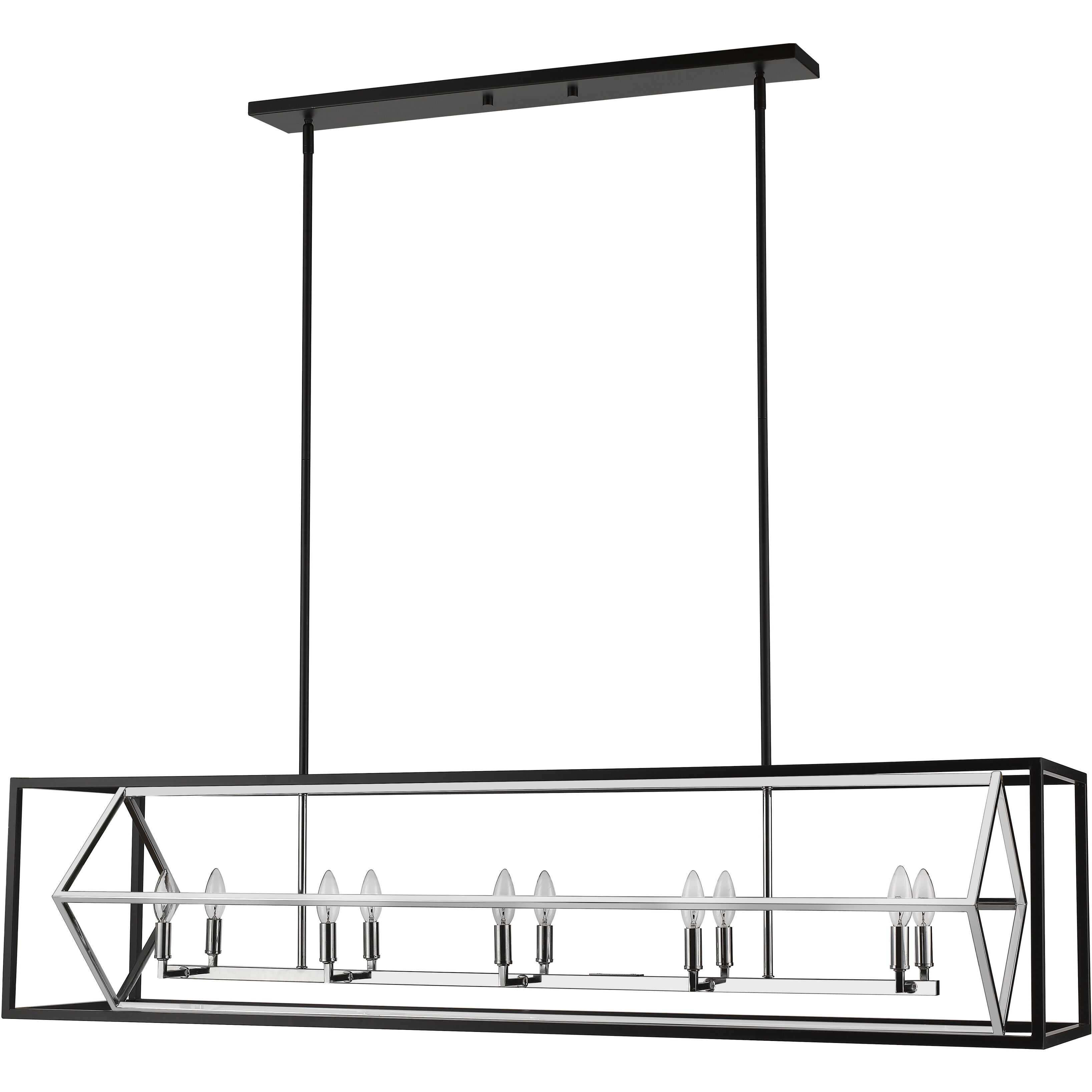 Euclid 10 Light 56 inch Chrome and Matte Black Linear Chandelier Ceiling Light