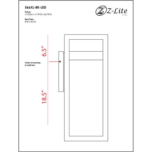Luttrel LED 25 inch Black Outdoor Wall Light