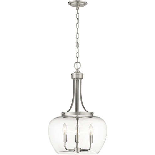 Joliet 3 Light 15.75 inch Brushed Nickel Pendant Ceiling Light