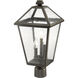 Talbot 3 Light 20 inch Oil Rubbed Bronze Outdoor Post Mount Fixture in Seedy Glass