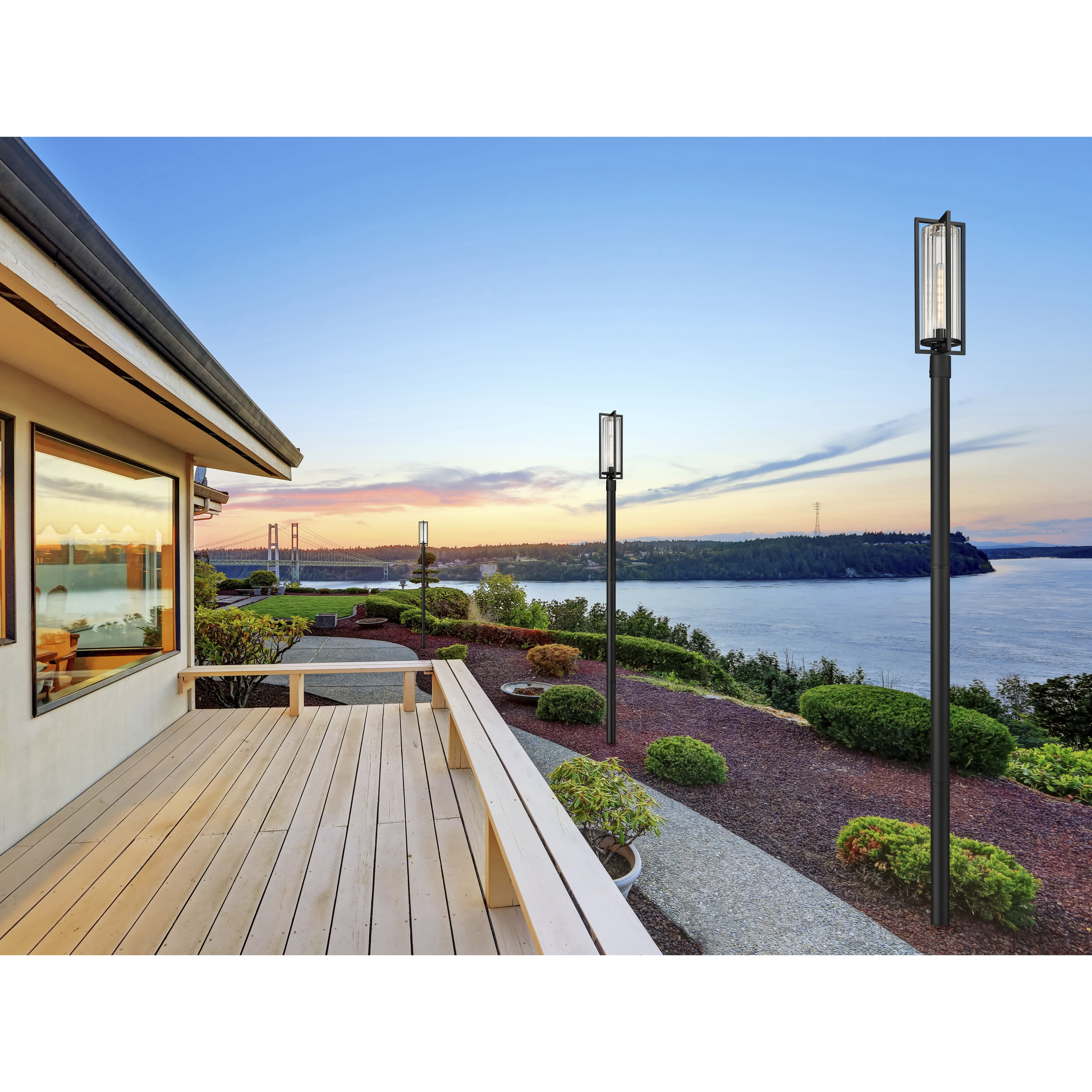 Aura 1 Light 119.75 inch Black Outdoor Post Mounted Fixture in G9