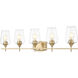 Joliet 5 Light 38.25 inch Burnished Brass Bathroom Vanity Wall Light