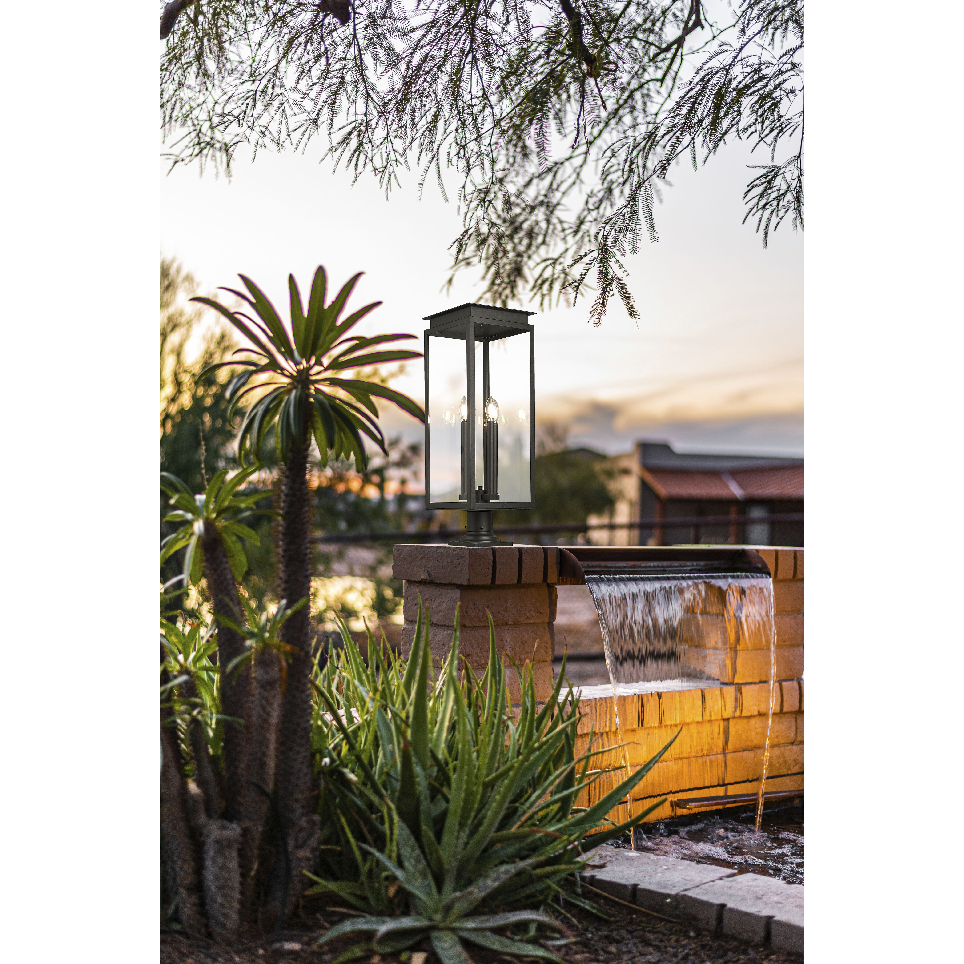 Nova 4 Light 29.5 inch Black Outdoor Pier Mounted Fixture in Clear Glass