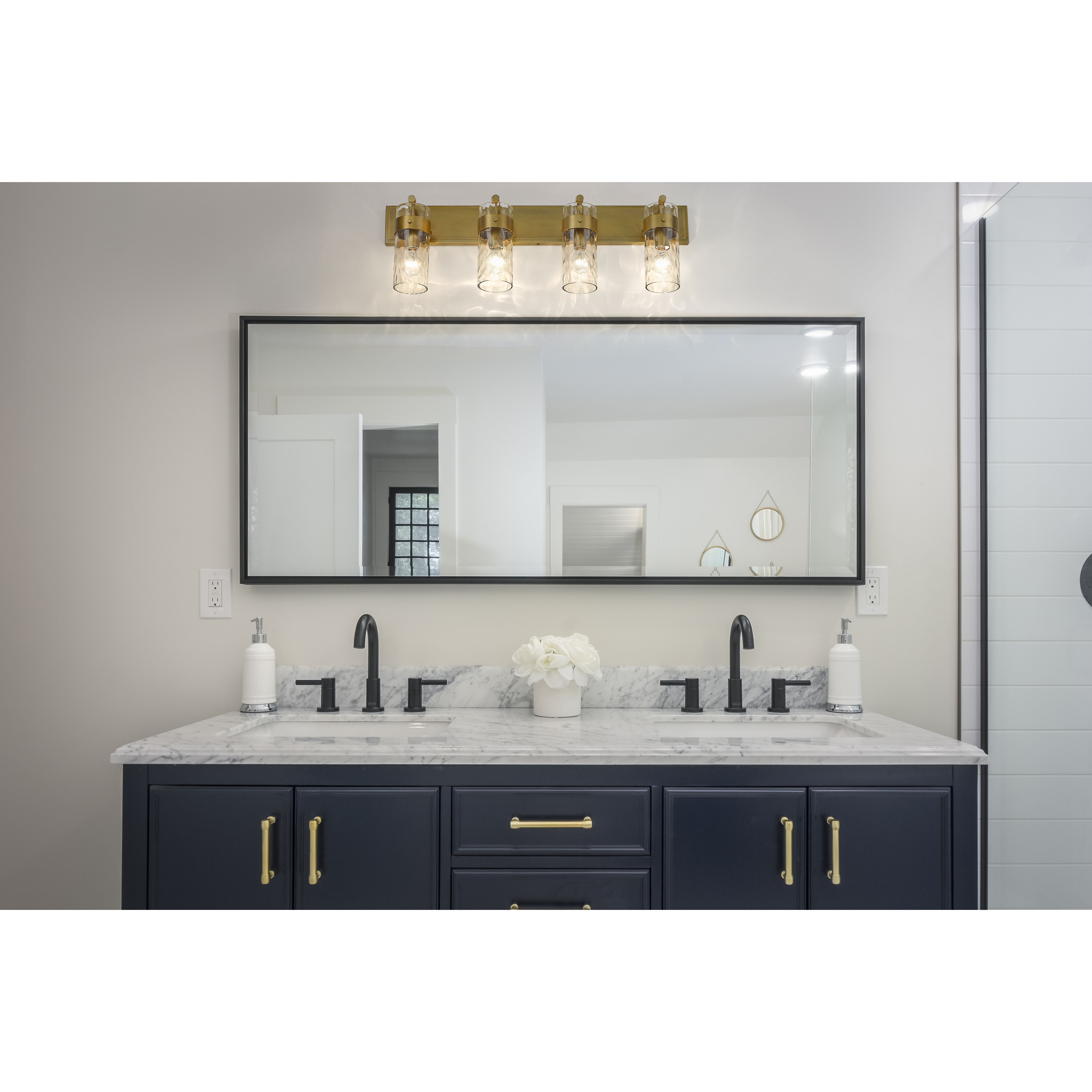 Fontaine 4 Light 34 inch Rubbed Brass Vanity Wall Light in Rubbed Bronze