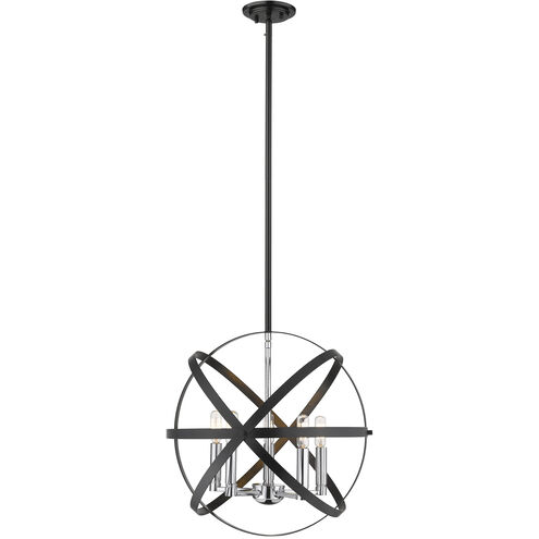 Cavallo 5 Light 18 inch Hammered Black and Chrome Pendant Ceiling Light