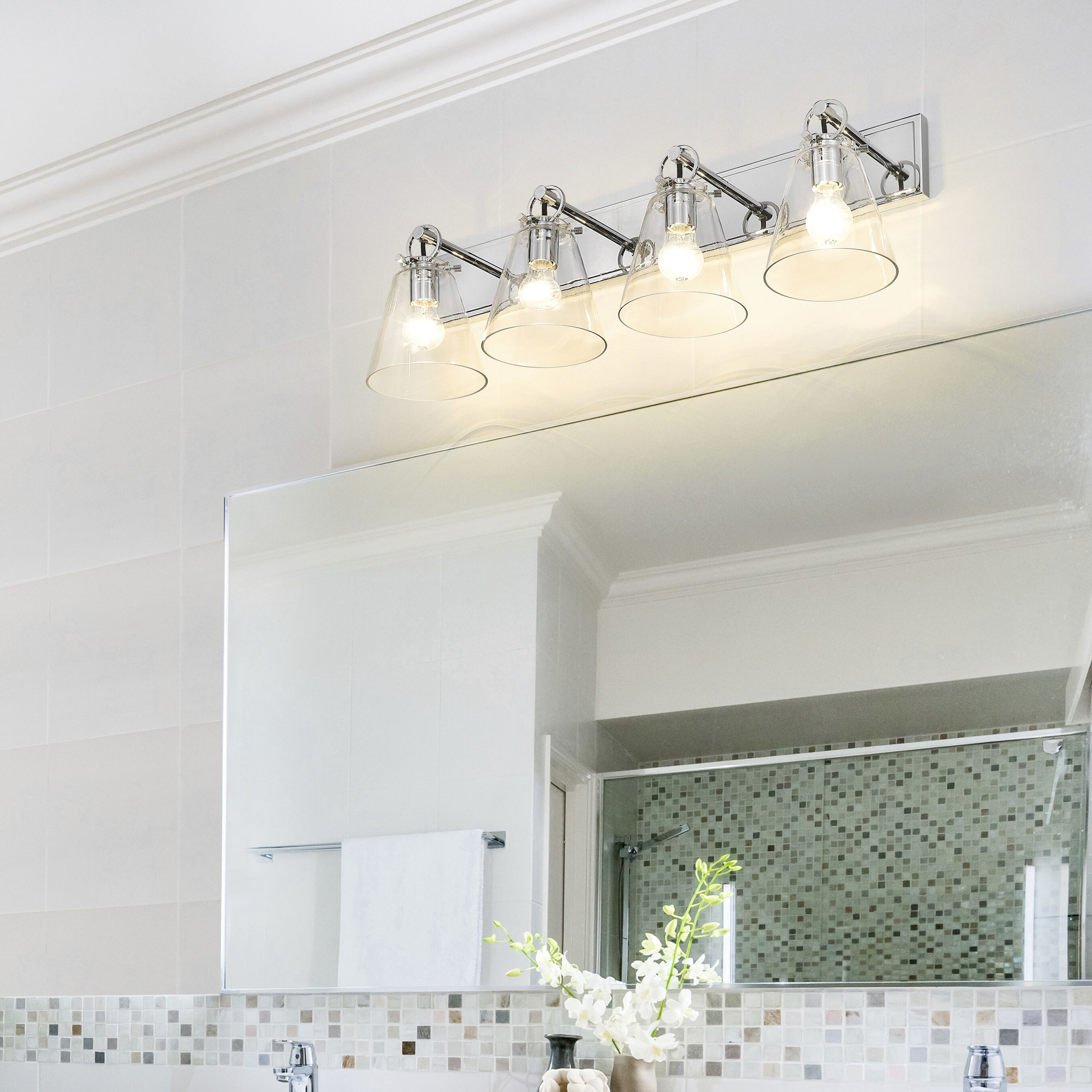 Harper 4 Light 31.25 inch Chrome Vanity Wall Light