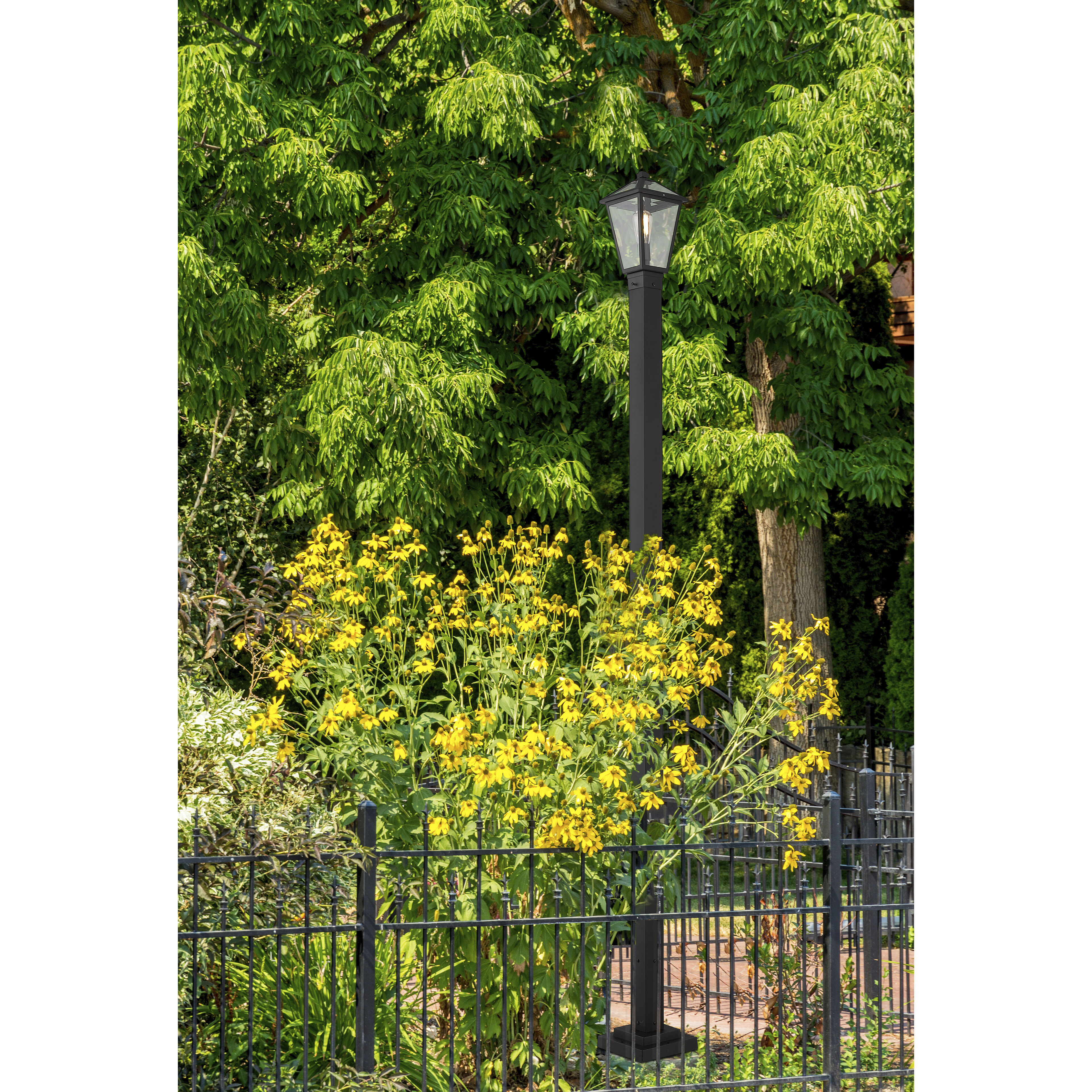 Talbot 1 Light 110 inch Black Outdoor Post Mounted Fixture in Clear Beveled Glass