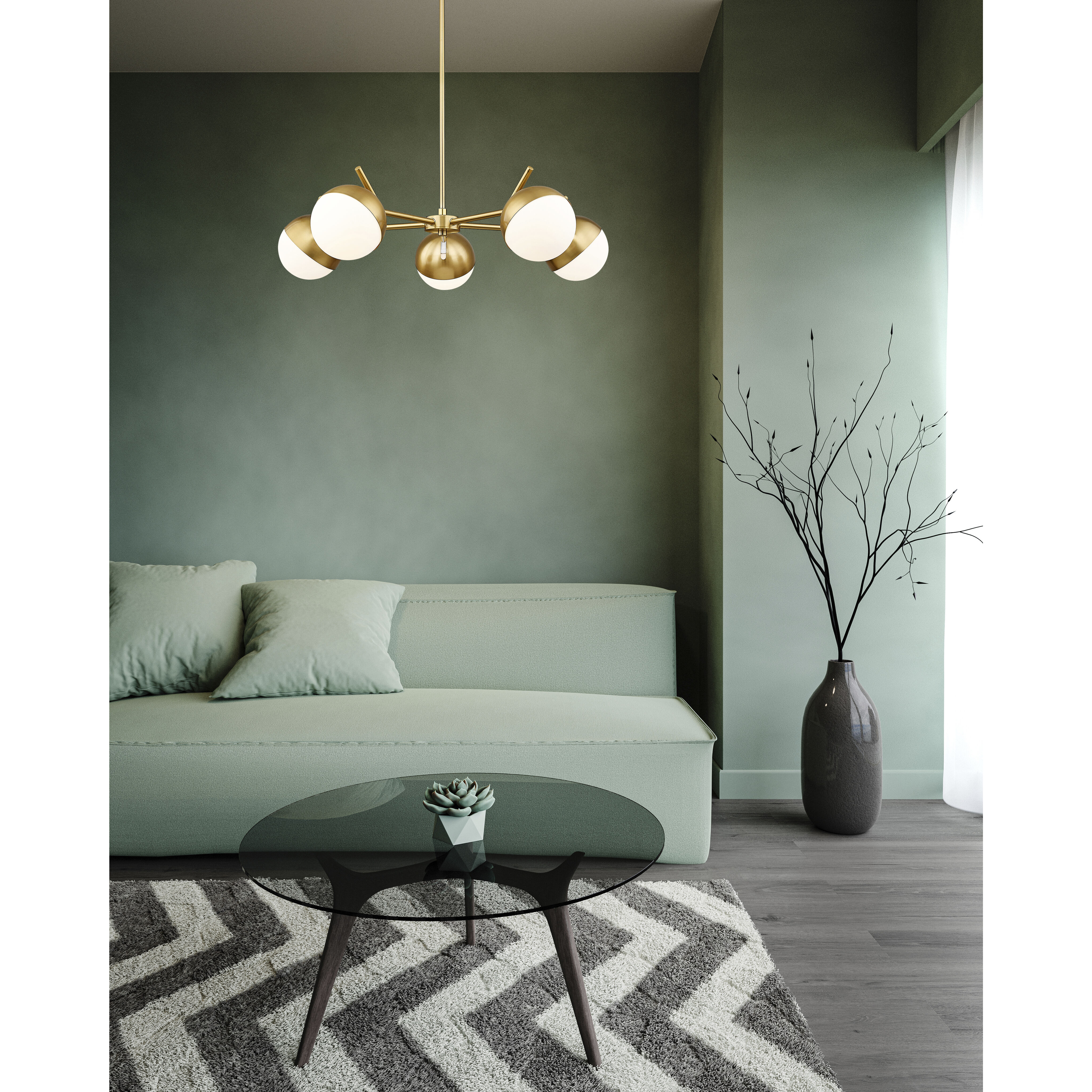 Realm Sphere 5 Light 32 inch Modern Gold Chandelier Ceiling Light