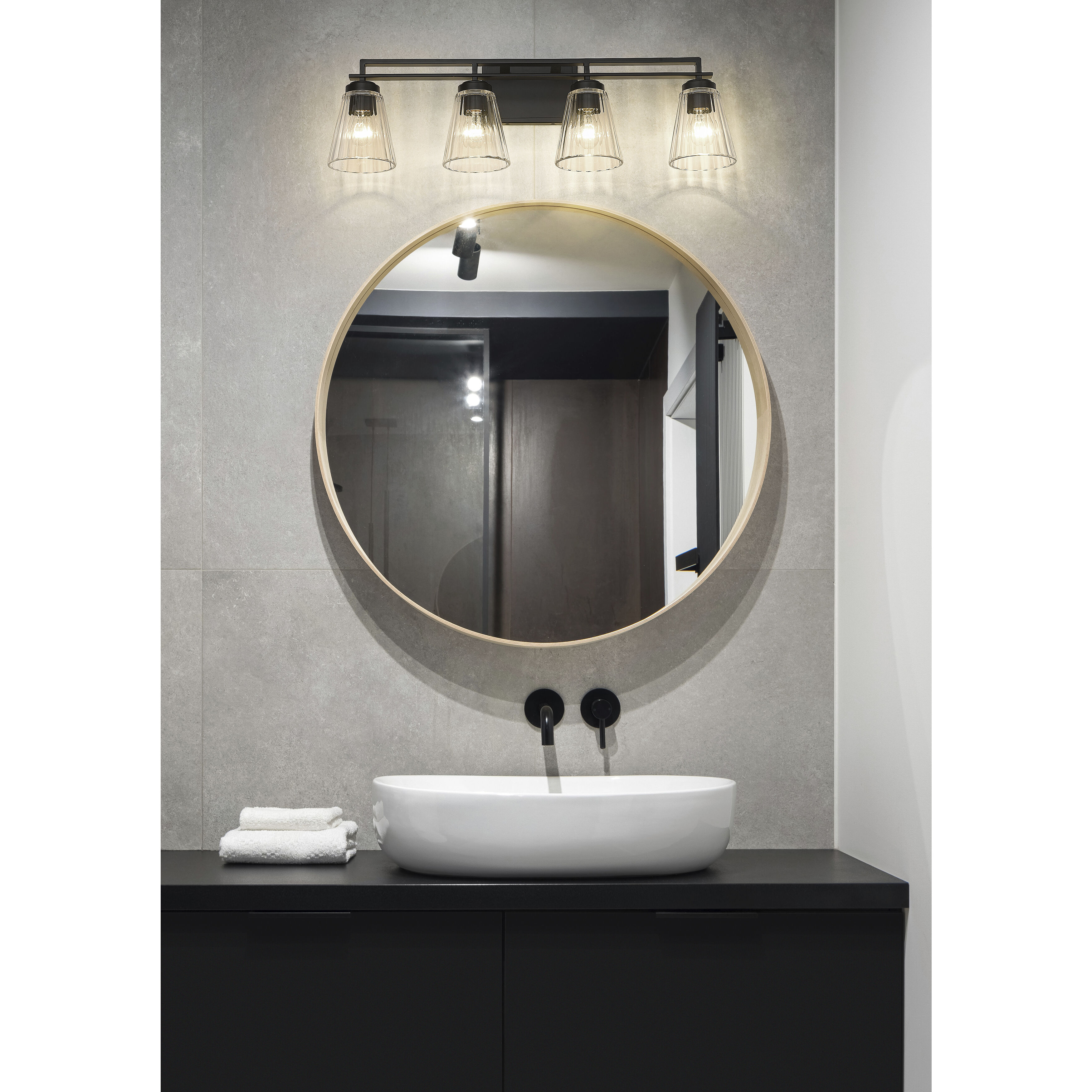 Lyna 4 Light 30.5 inch Matte Black Vanity Wall Light
