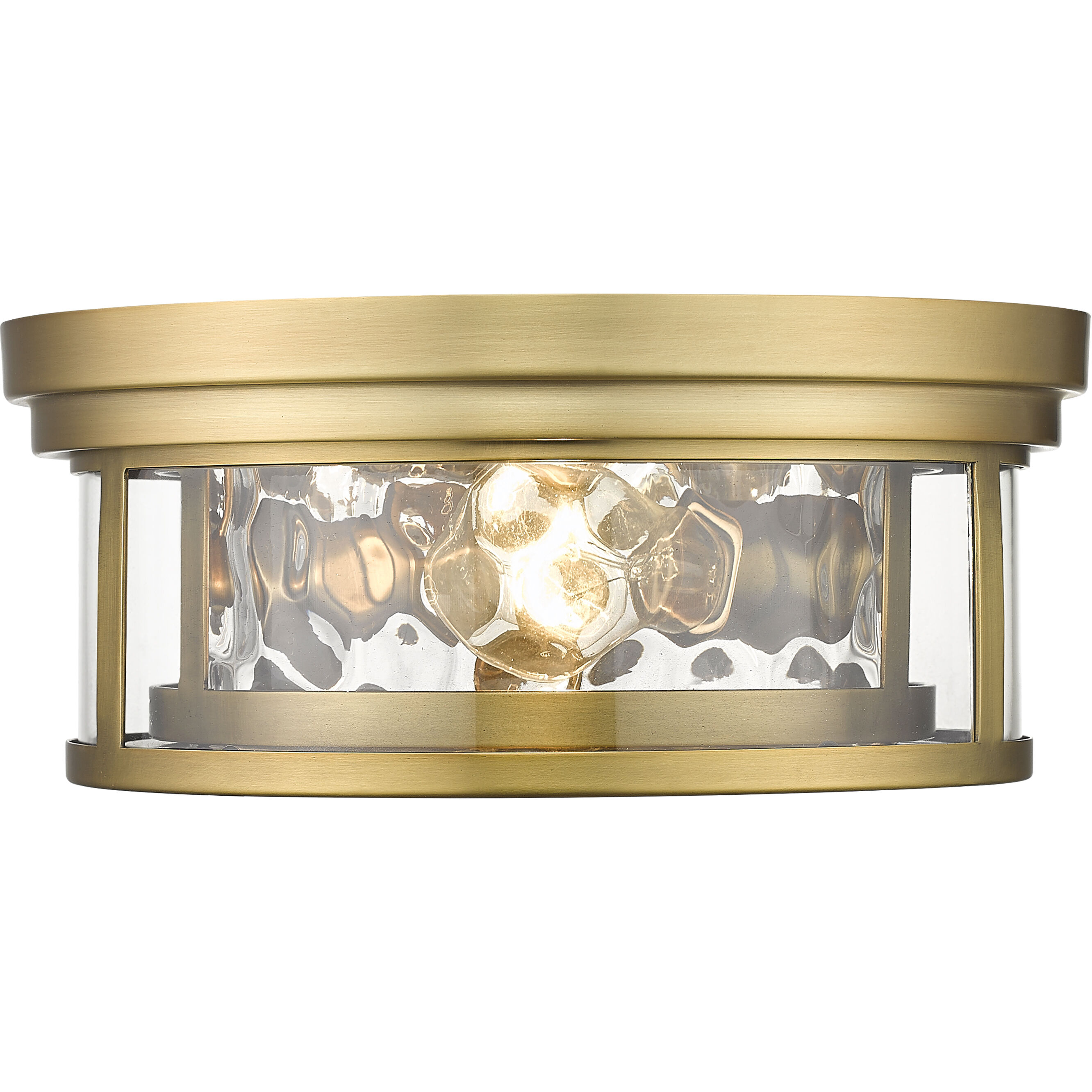 Clarion 2 Light 12 inch Rubbed Brass Flush Mount Ceiling Light in Rubbed Bronze