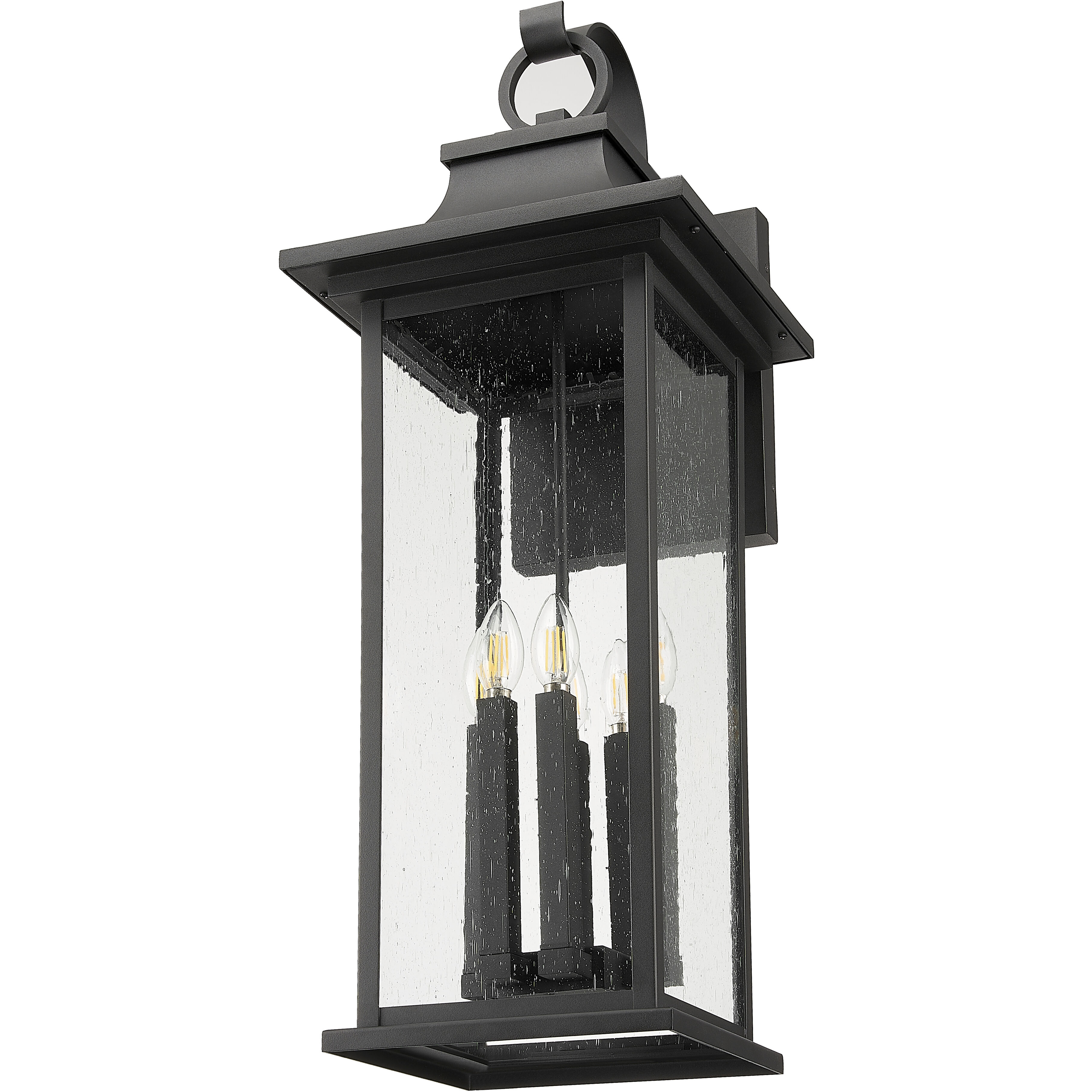 Tiberius 6 Light 34 inch Black Outdoor Wall Light in Clear Seedy Glass